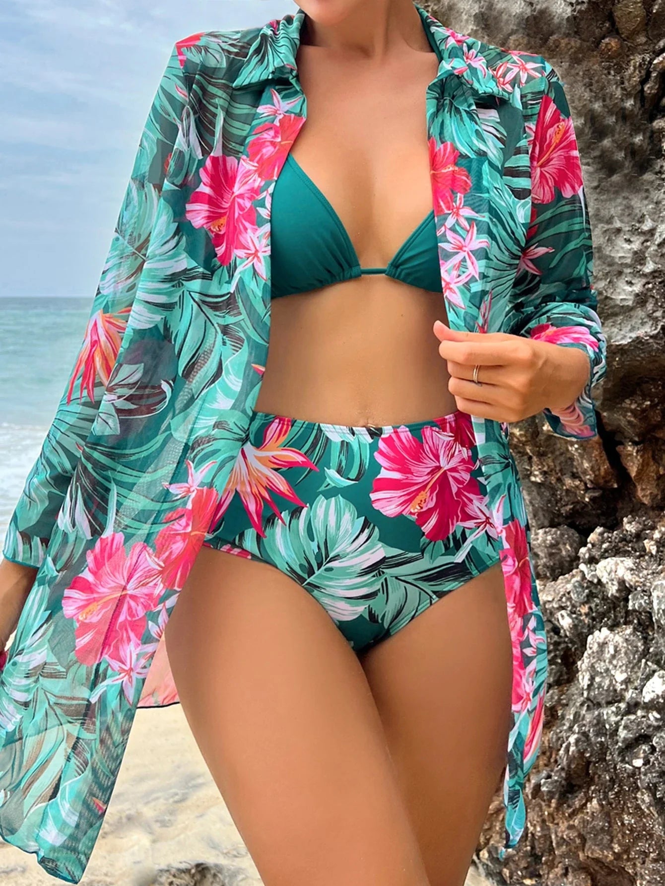 Swim Vcay Maiô Estilo Tankini com Estampa Tropical