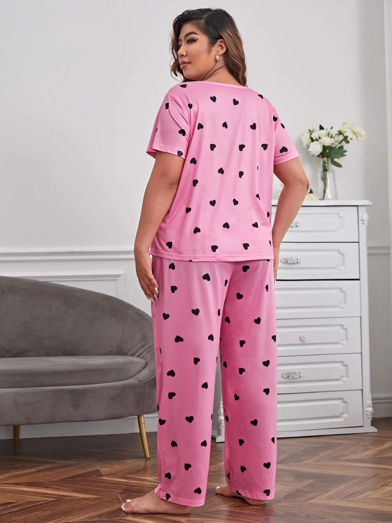 Conjunto de Pijama com Bolso Remendado de Xadrez