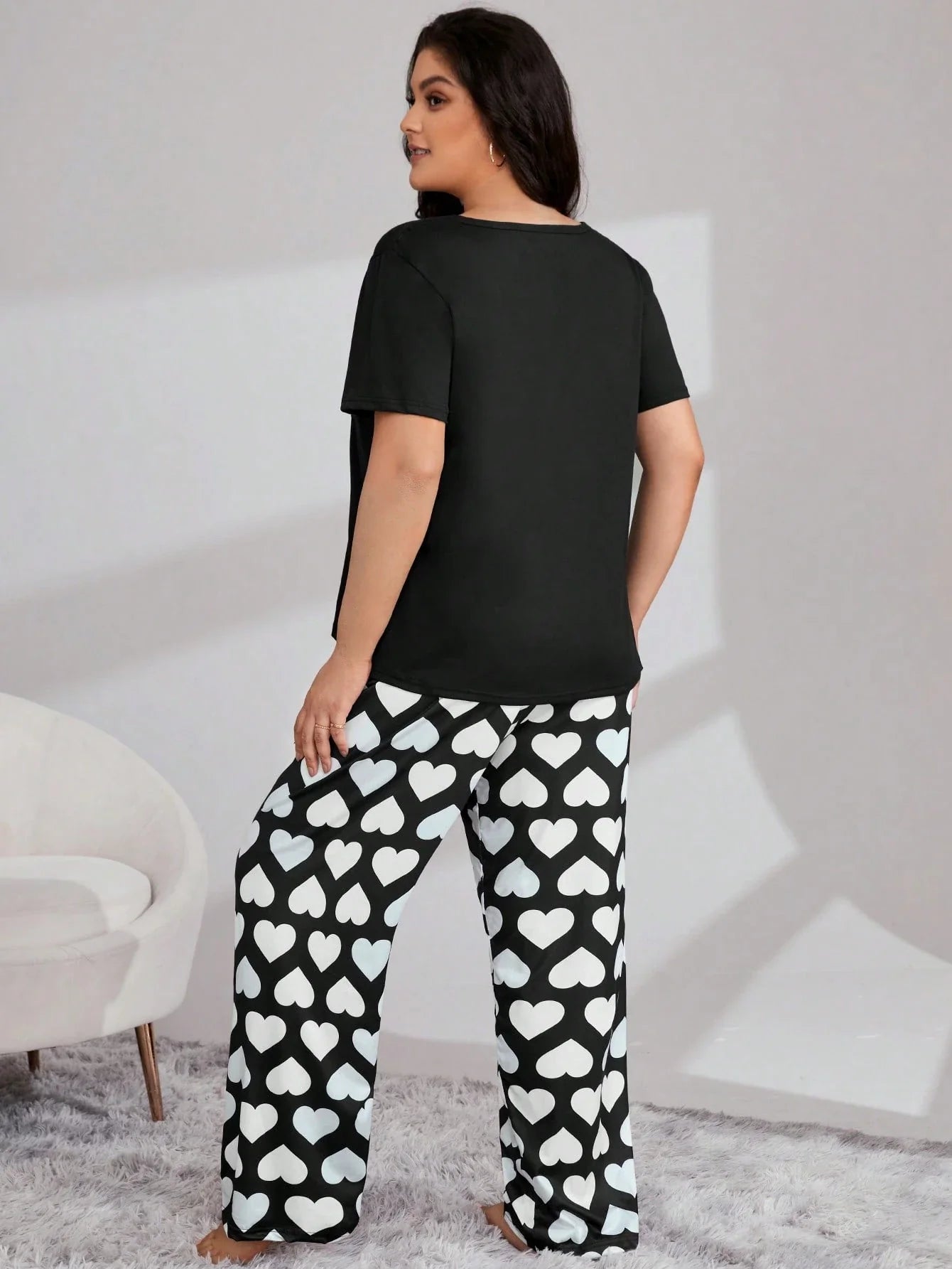 Conjunto de Pijama com Bolso Remendado de Xadrez