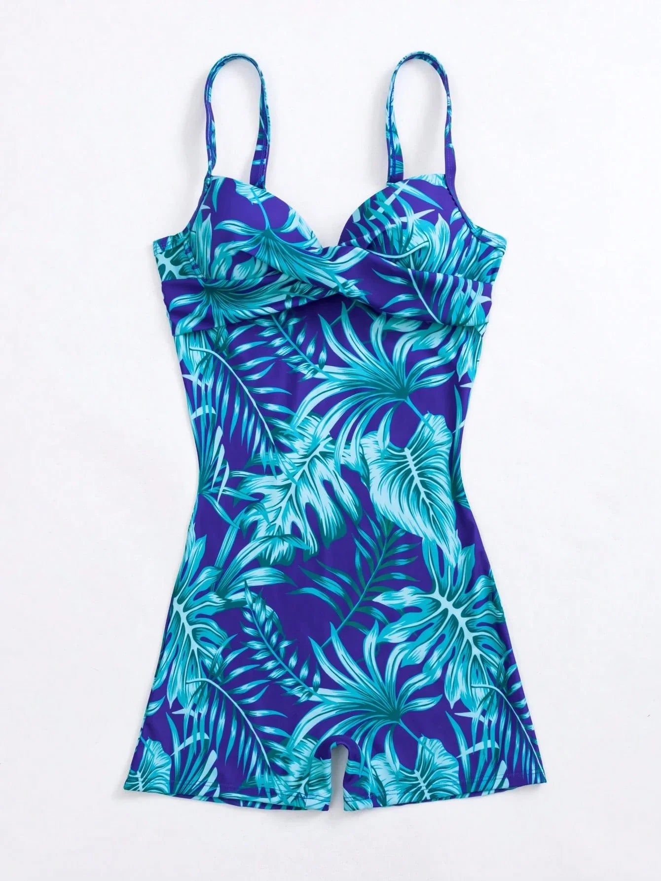 SHEIN Swim Estampa Tropical Maiô Push Up