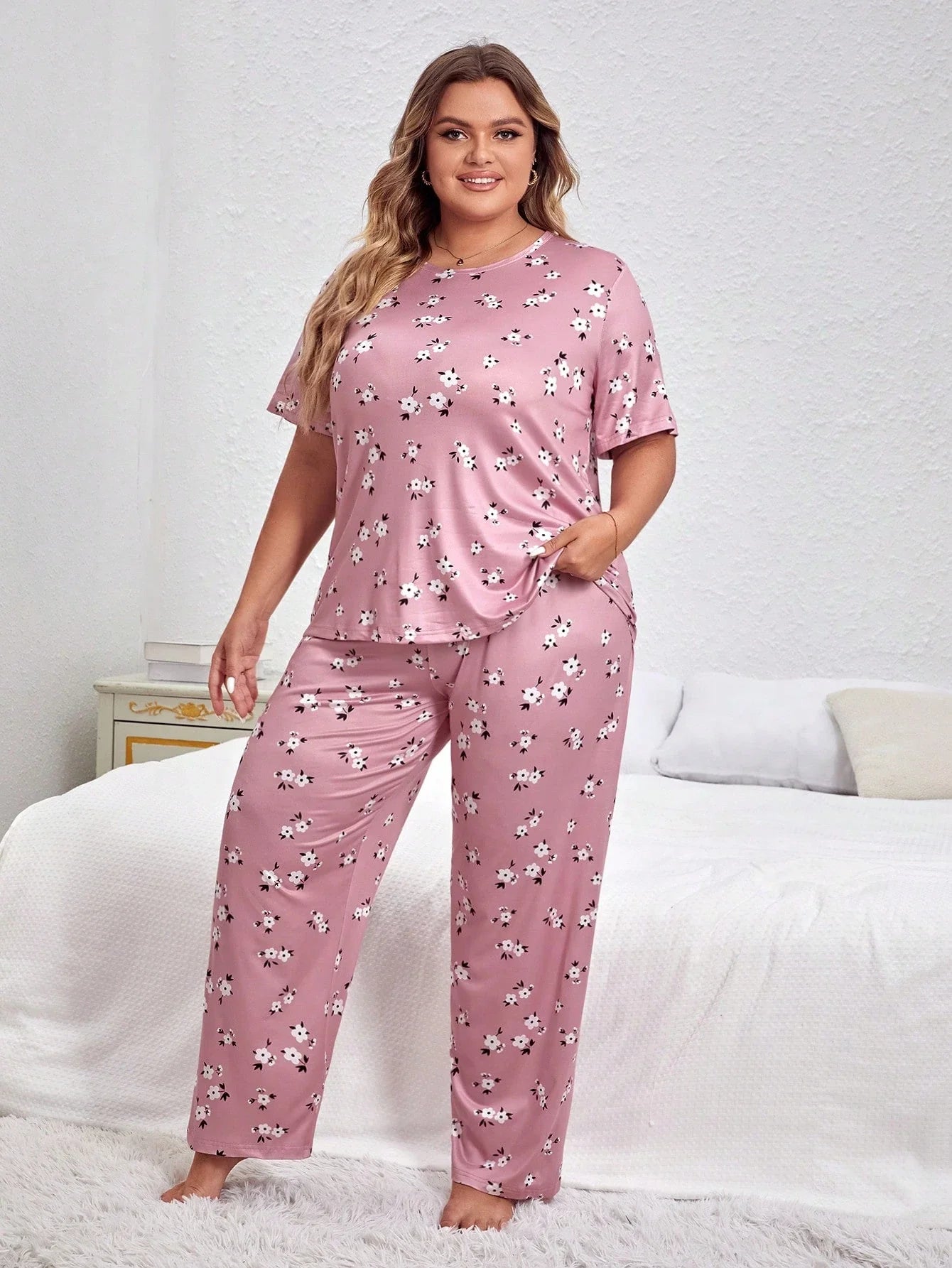 Conjunto de Pijama com Estampa Floral Plus