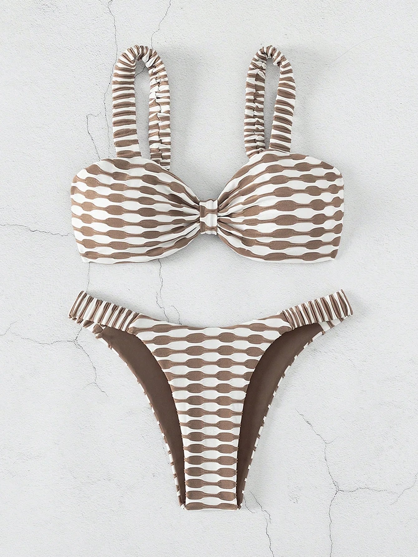 SHEIN Swim Conjunto de Bikini com Estampa de Praia de Verão e Amarrado na Frente