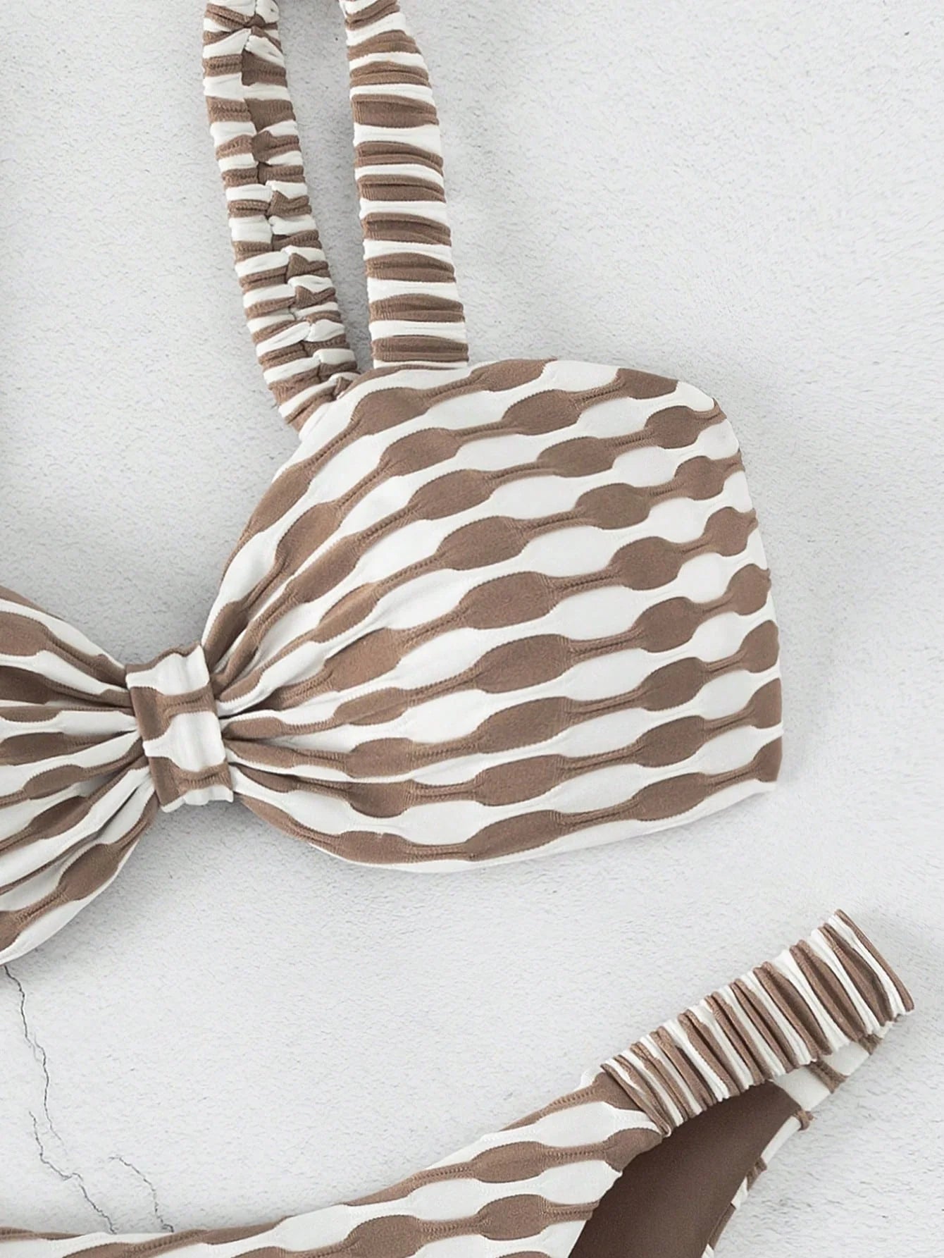 SHEIN Swim Conjunto de Bikini com Estampa de Praia de Verão e Amarrado na Frente