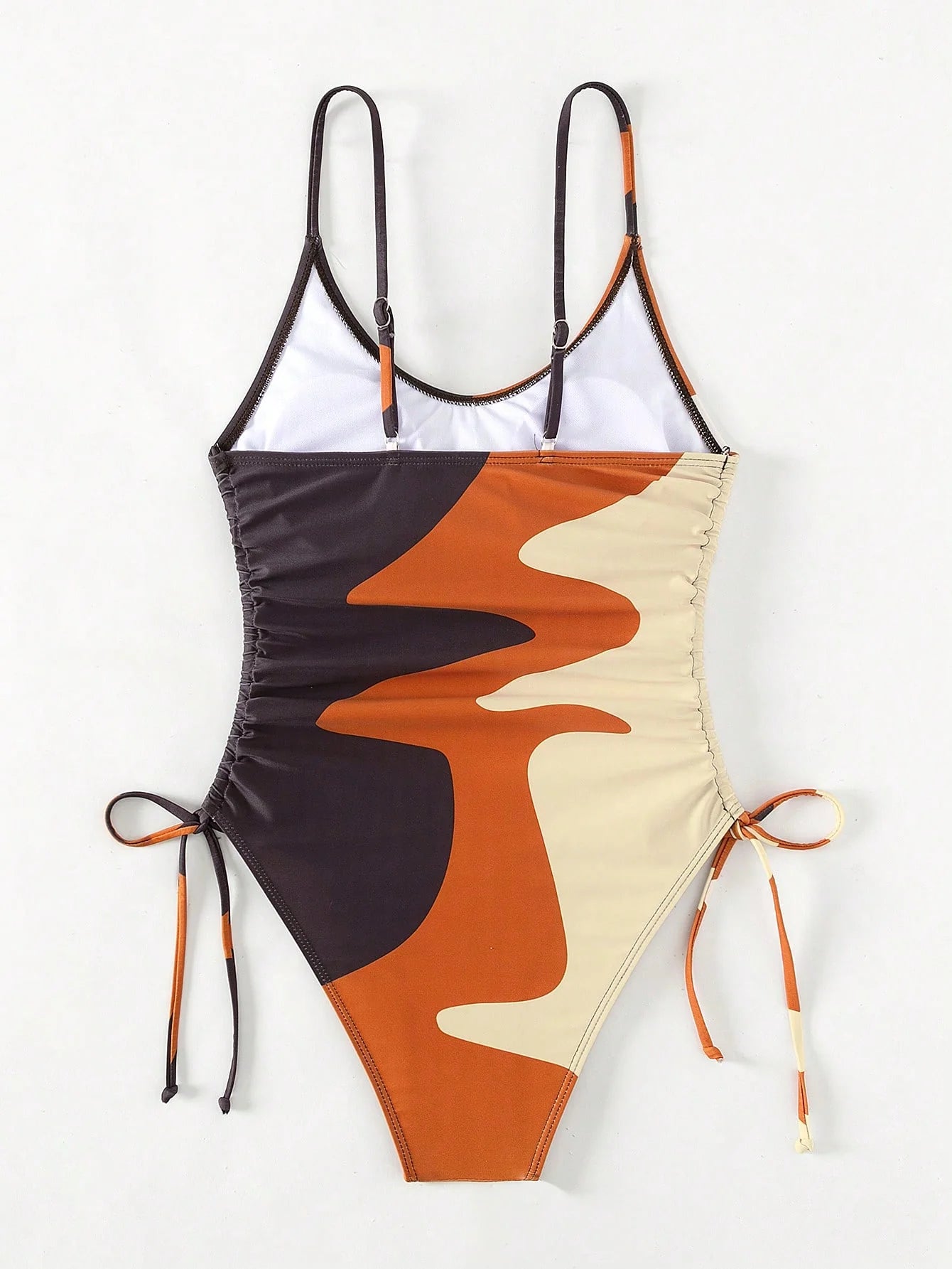 SHEIN Swim Maiô de bloco de cor com cordão lateral, traje de banho de verão na praia