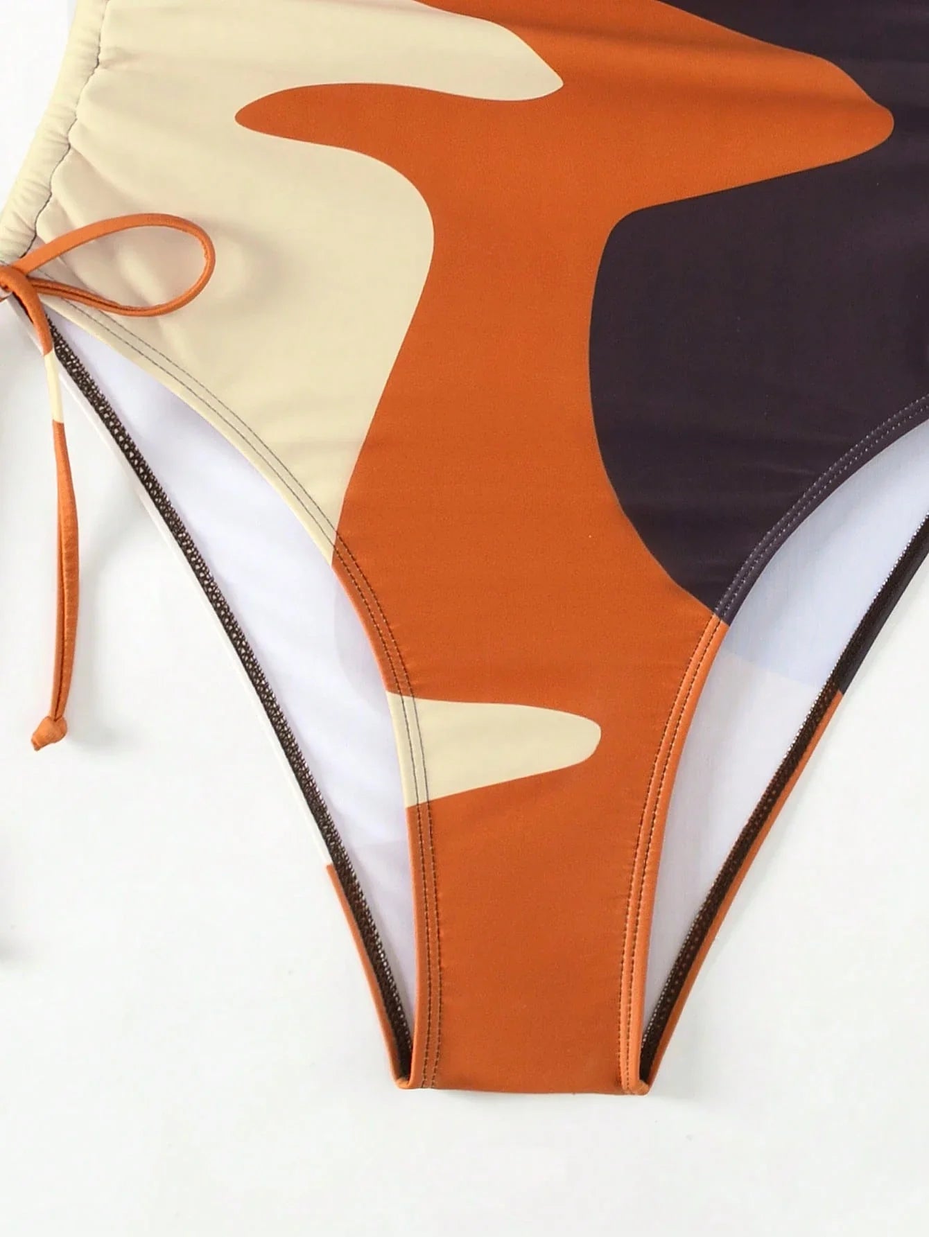 SHEIN Swim Maiô de bloco de cor com cordão lateral, traje de banho de verão na praia