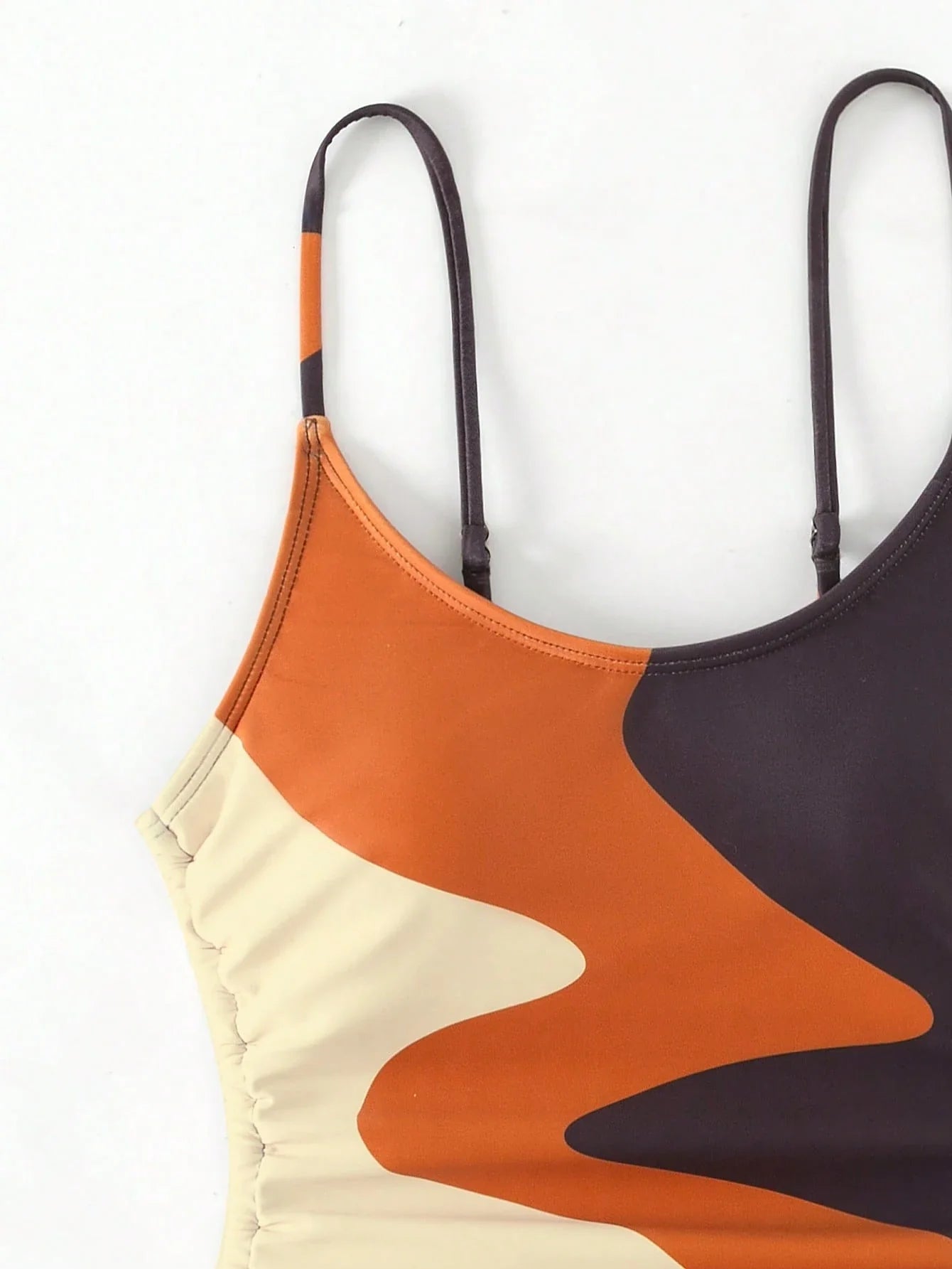 SHEIN Swim Maiô de bloco de cor com cordão lateral, traje de banho de verão na praia