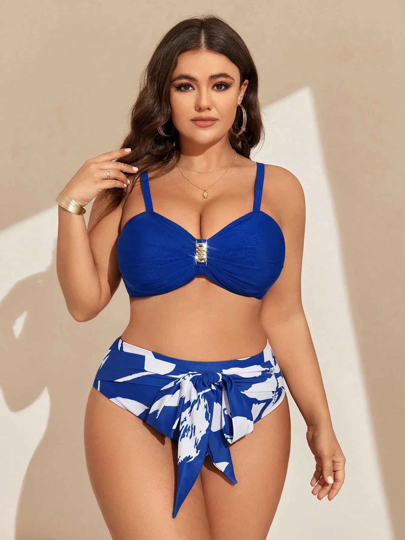 Swim Vcay Conjunto de Maiô Bikini Plus Size de 3 peças para Praia de Verão, Carnaval