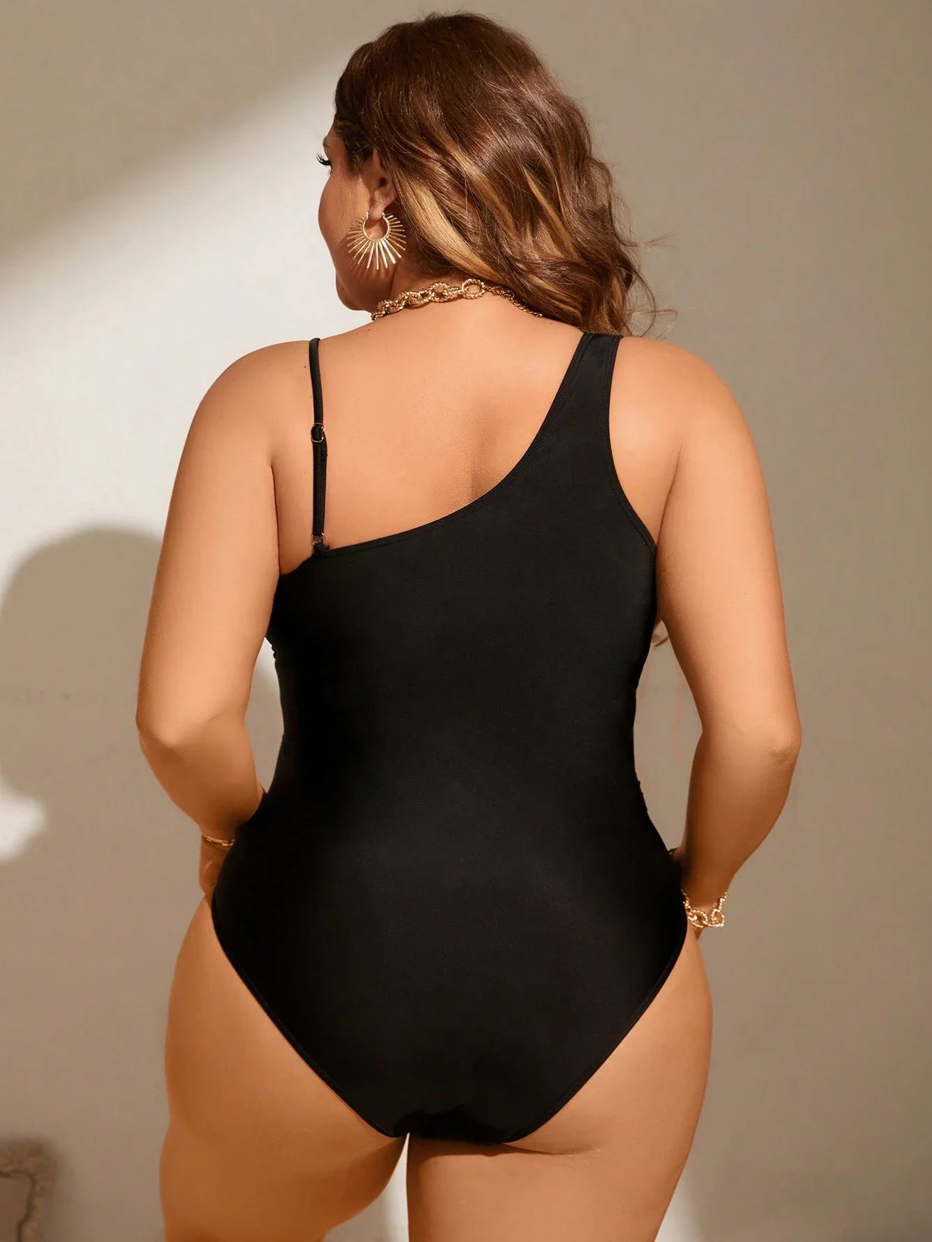 Swim Lushoire Maiô Feminino Plus Size Verão Praia com Splice em Mesh