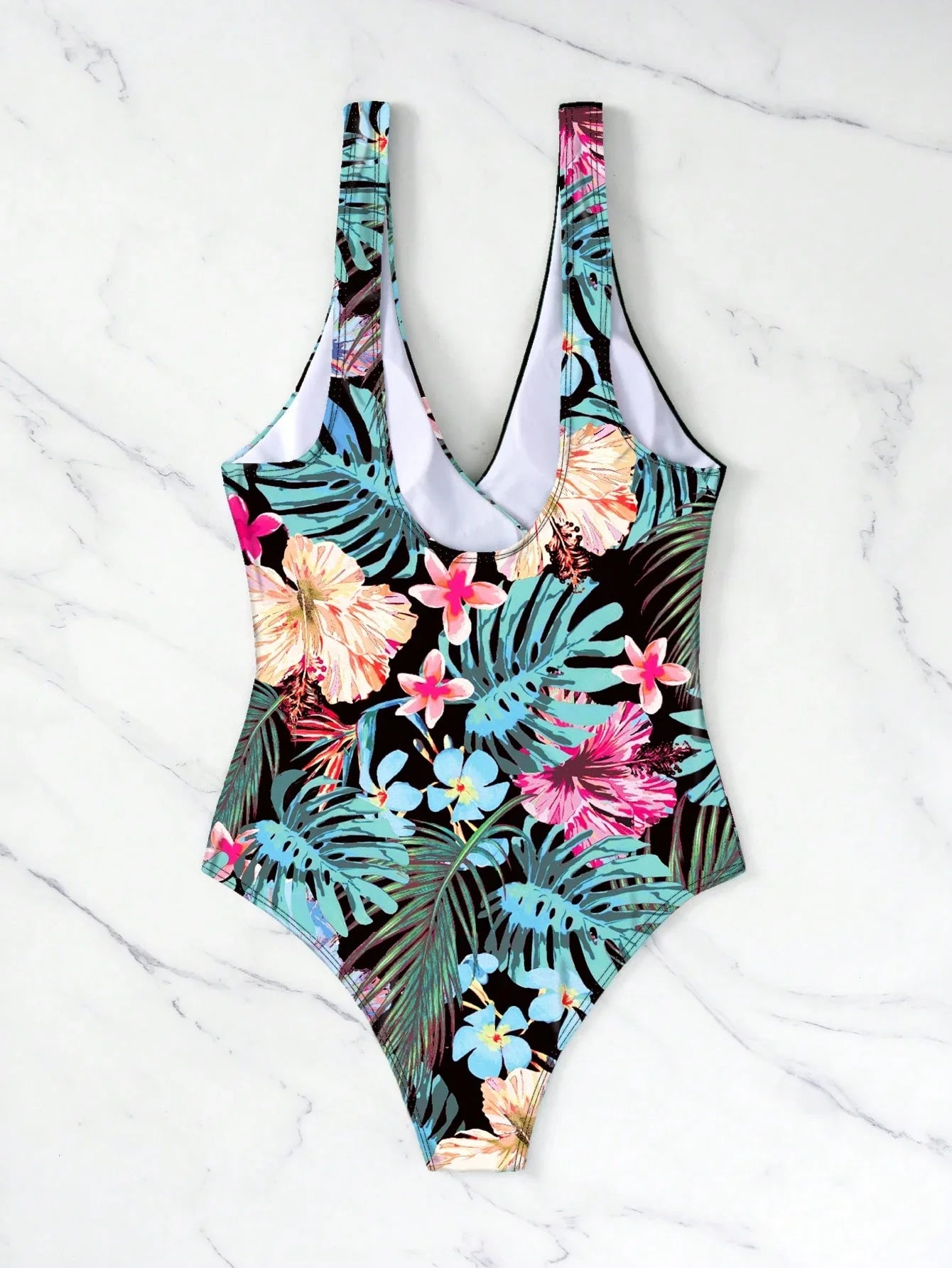 SHEIN Swim Maiô de Peça Única com Alça Destacável, Estampa Aleatória de Verão