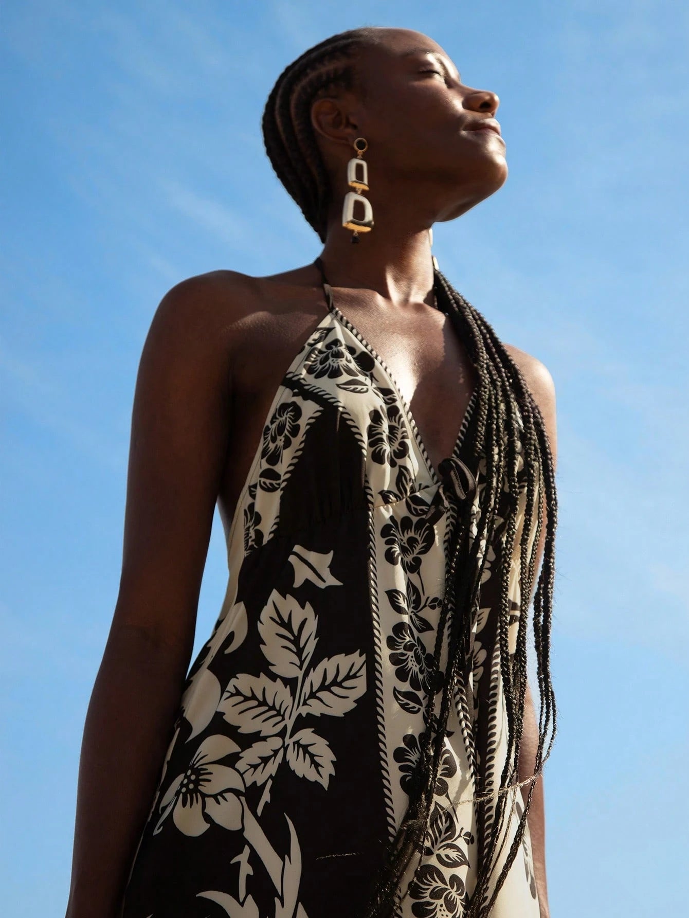 CAJUNI Vestido de Verão Casual para Praia, Estampa Tropical Boho de Flores e Árvore de Coco, Alças Finas com Cadarço, Mulheres