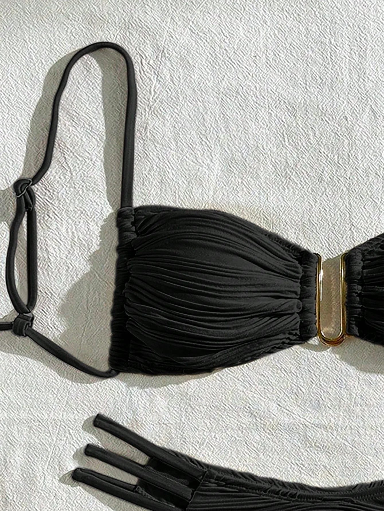 SHEIN Swim Conjunto de Maiô Bikini sexy feminino com recortes e drapeados em bloco de cores para praia de verão