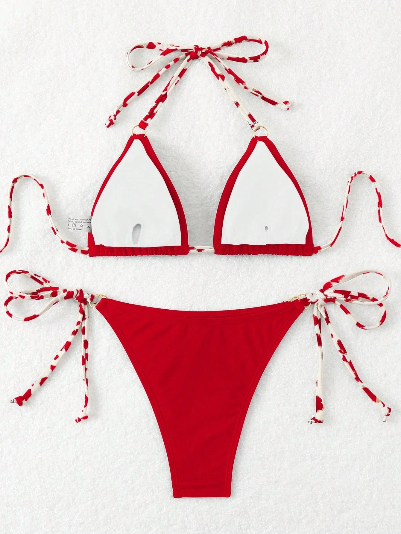 SHEIN Swim Conjunto de Maiô Bikini Estampado Aleatório, Decote em Halter, Costas Vazadas, Sensual, Praia de Verão