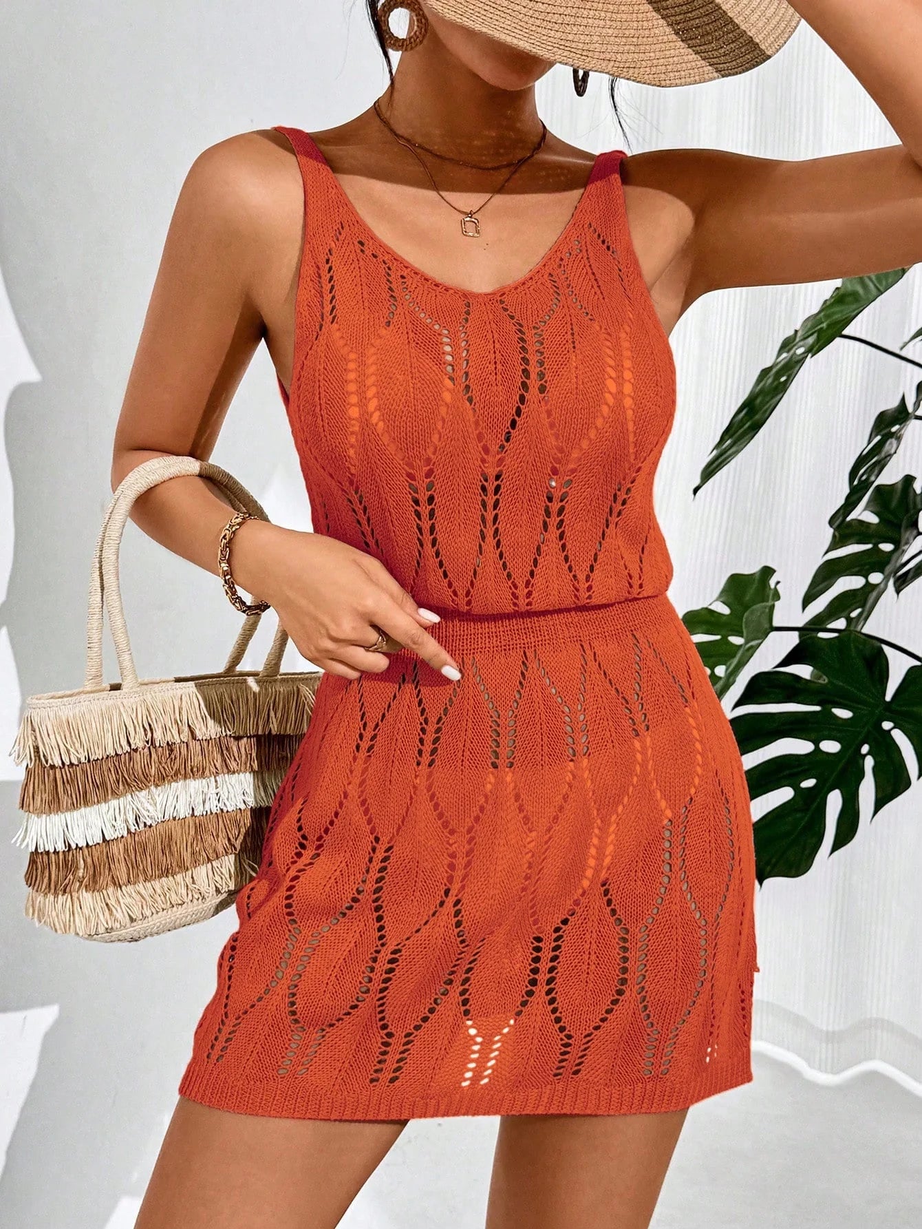 Swim Vcay Vestidos de Praia para Mulheres, Decote Redondo, Costas Descubertas, Cor Sólida, Casual, Capa para o Verão
