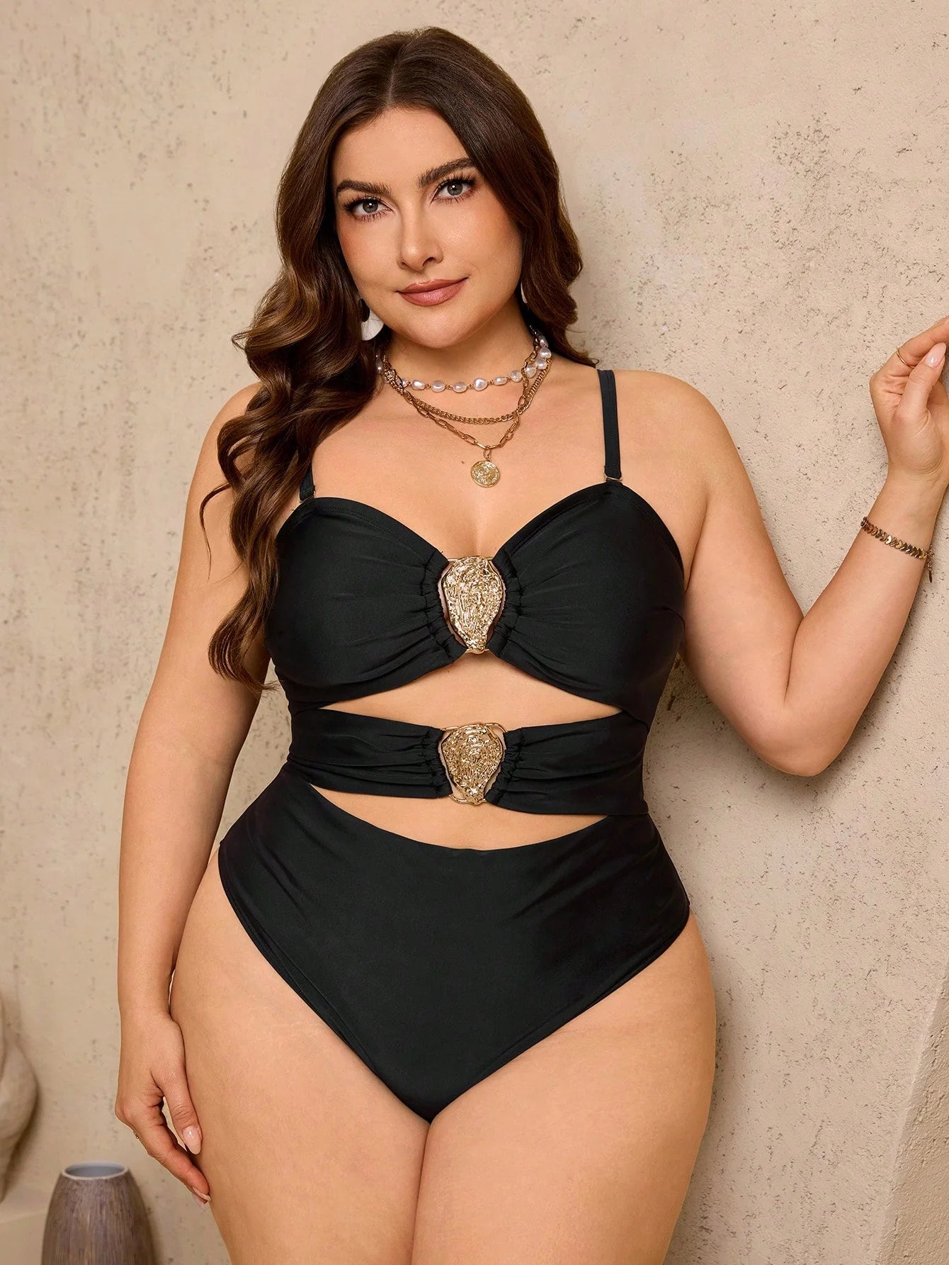 Swim Lushoire Maiô Reforçado Para Verão Feminino, Cor Única, Decote Nas Costas, Sensual