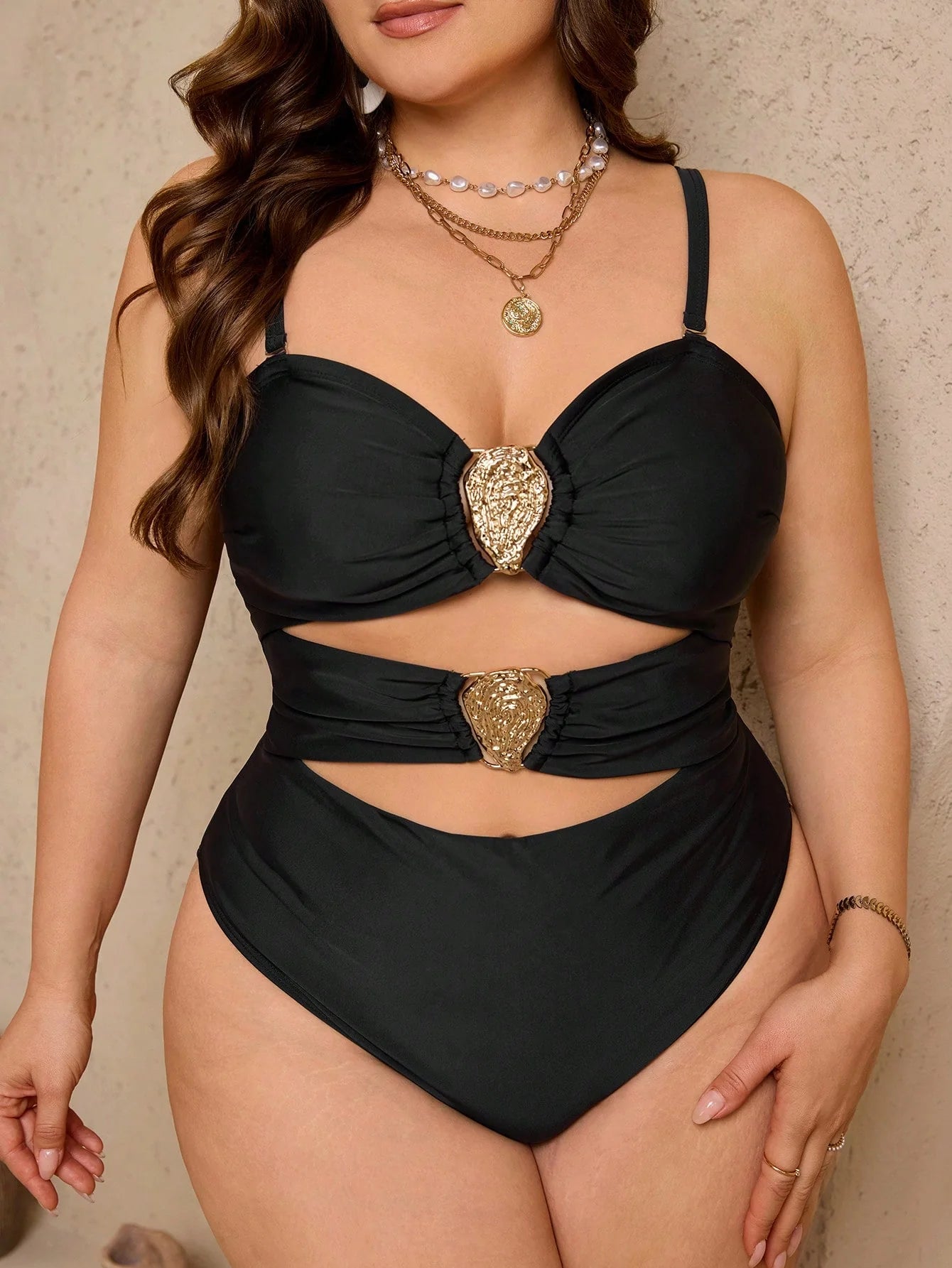 Swim Lushoire Maiô Reforçado Para Verão Feminino, Cor Única, Decote Nas Costas, Sensual