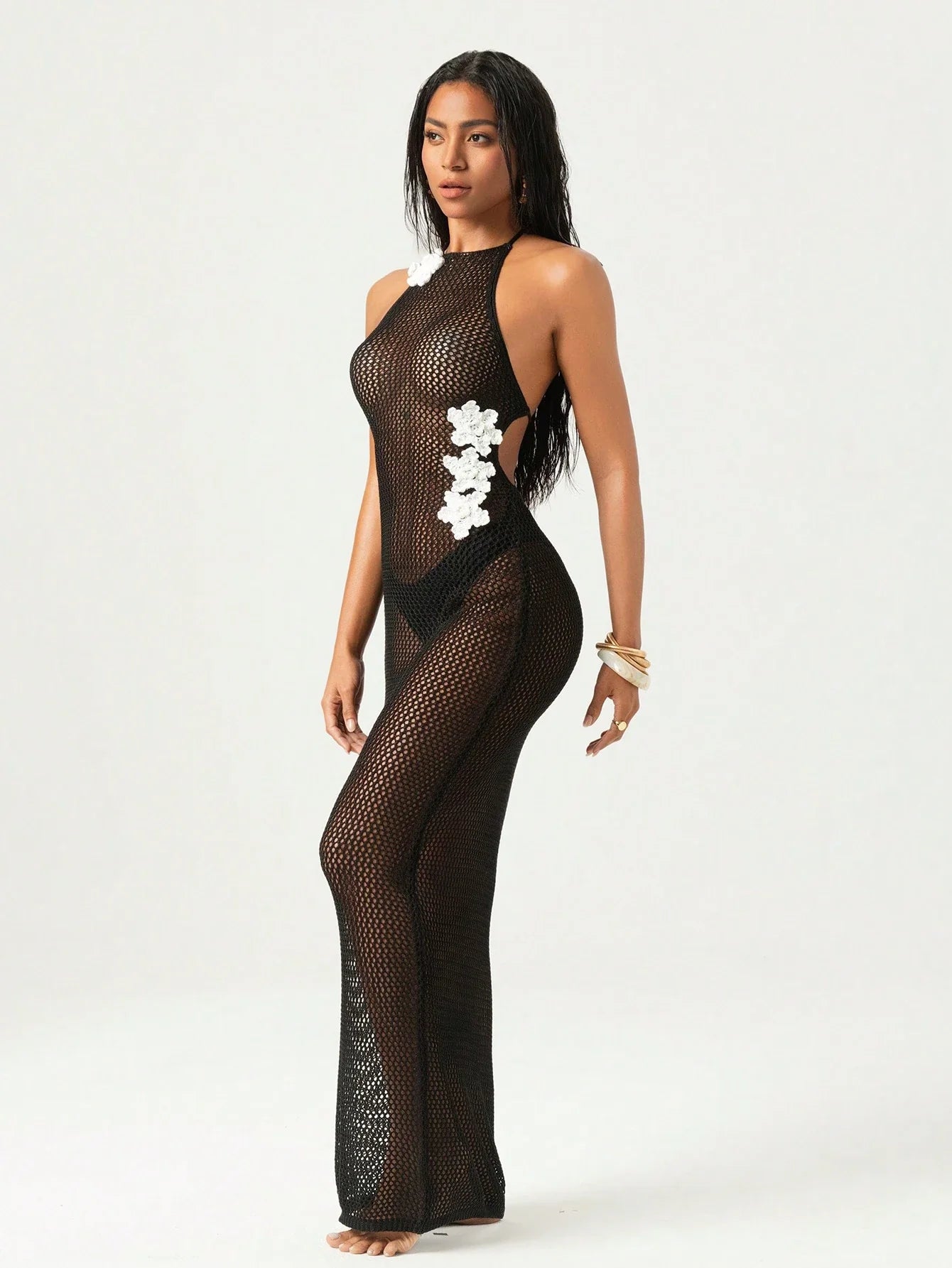 Swim Chiccia Vestido Crochê Backless SHEINxMelMaia Feminino