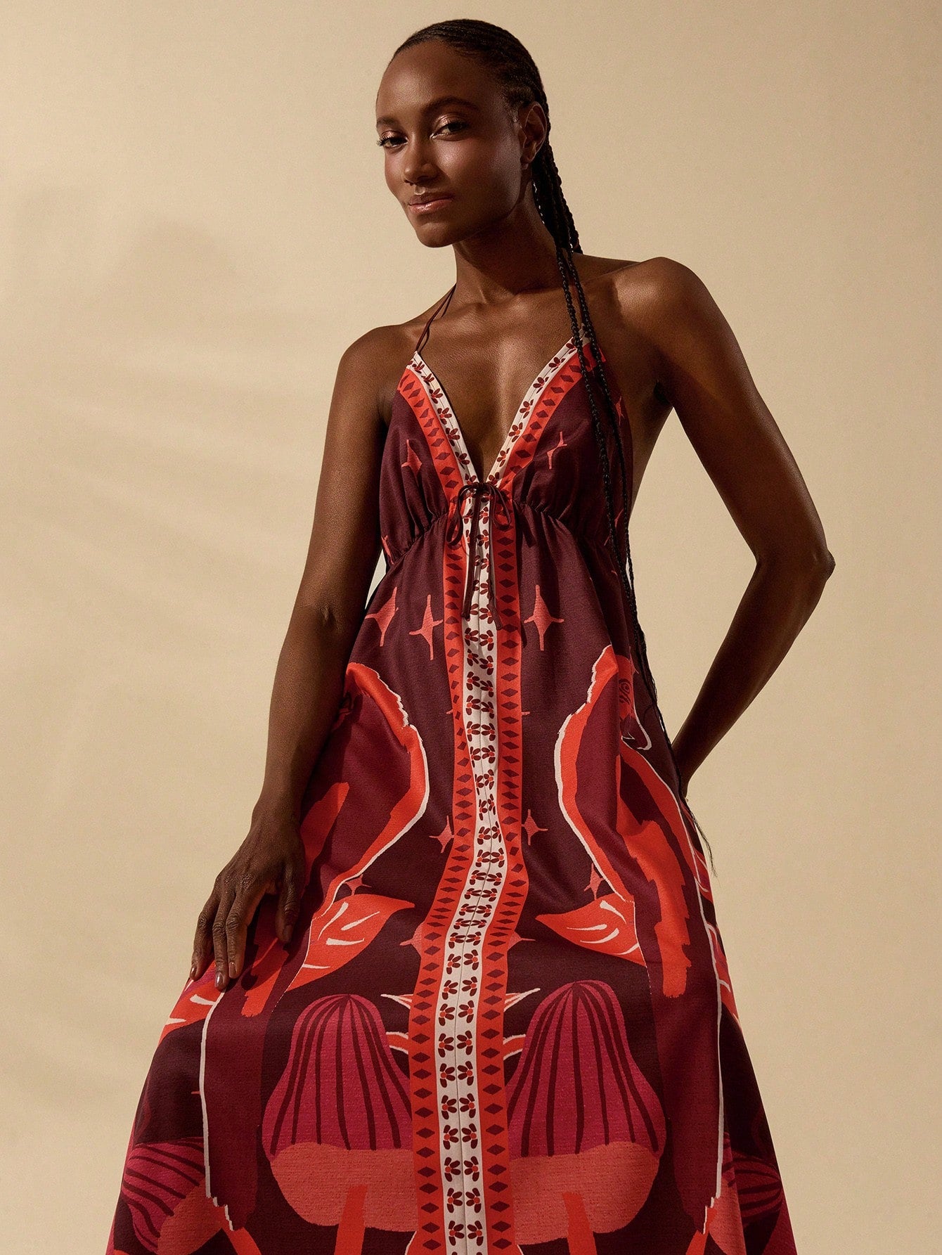 CAJUNI Vestido de Verão Casual para Praia, Estampa Tropical Boho de Flores e Árvore de Coco, Alças Finas com Cadarço, Mulheres