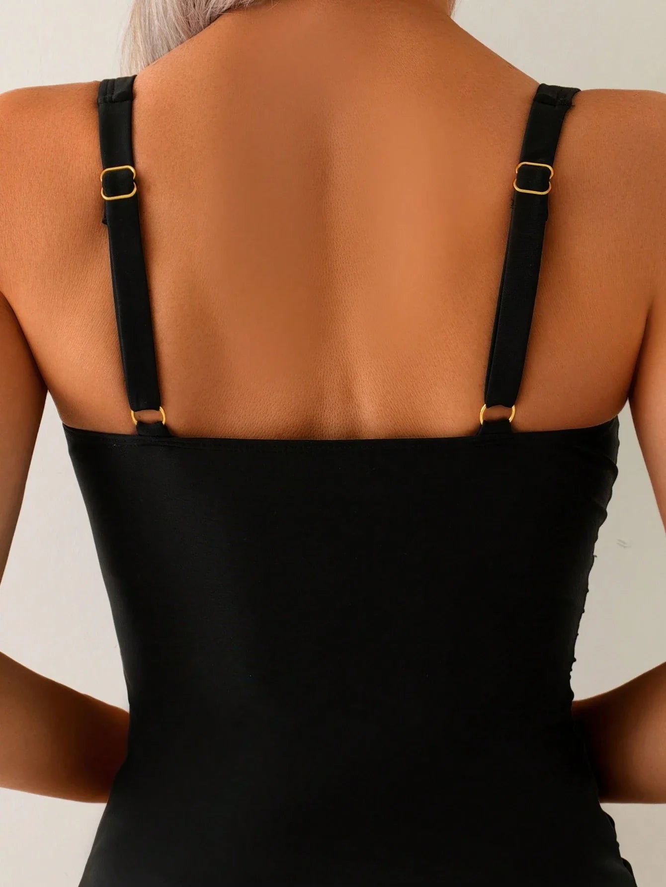Swim Lushoire Conjuntos de Roupa de Praia Feminina, Colete, Camisole, Maiô Bikini, Elegante Estilo Retrô Férias 2 Peças, Decoração de Metal, Roupa de Praia de Verão
