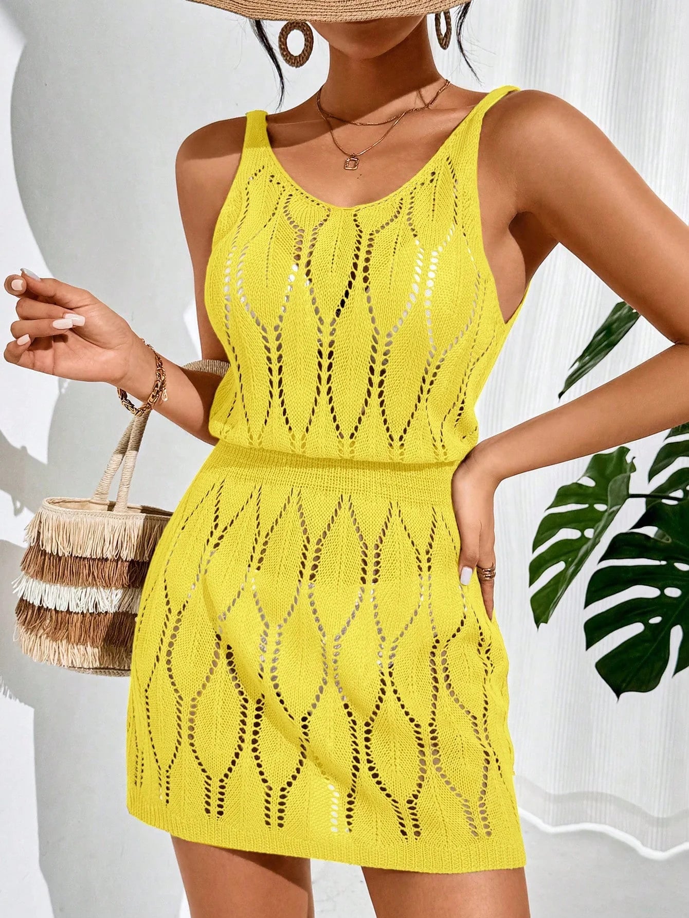 Swim Vcay Vestidos de Praia para Mulheres, Decote Redondo, Costas Descubertas, Cor Sólida, Casual, Capa para o Verão