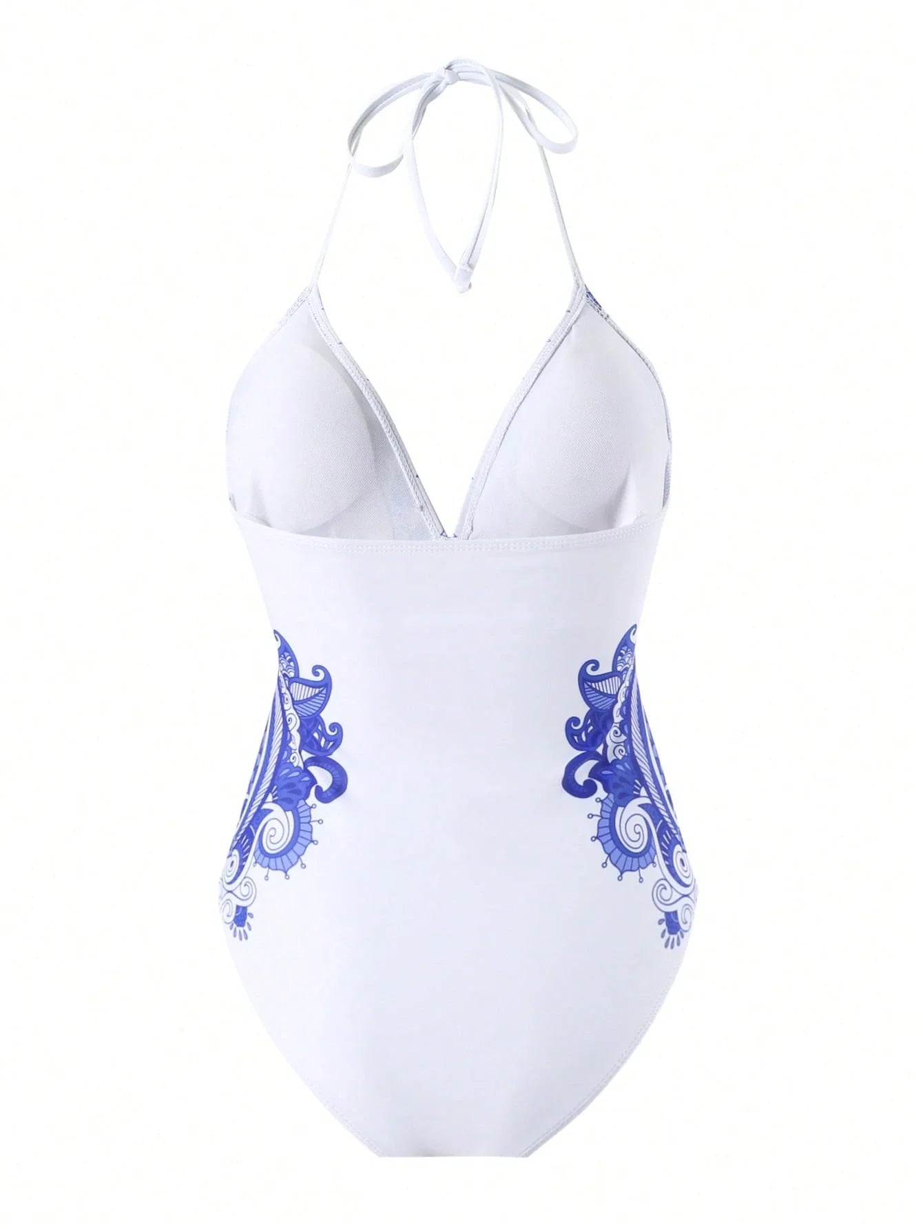 Swim Lushoire 1 Peça Maiô Cortado Gola Halter com Estampa Abstrata para Mulheres