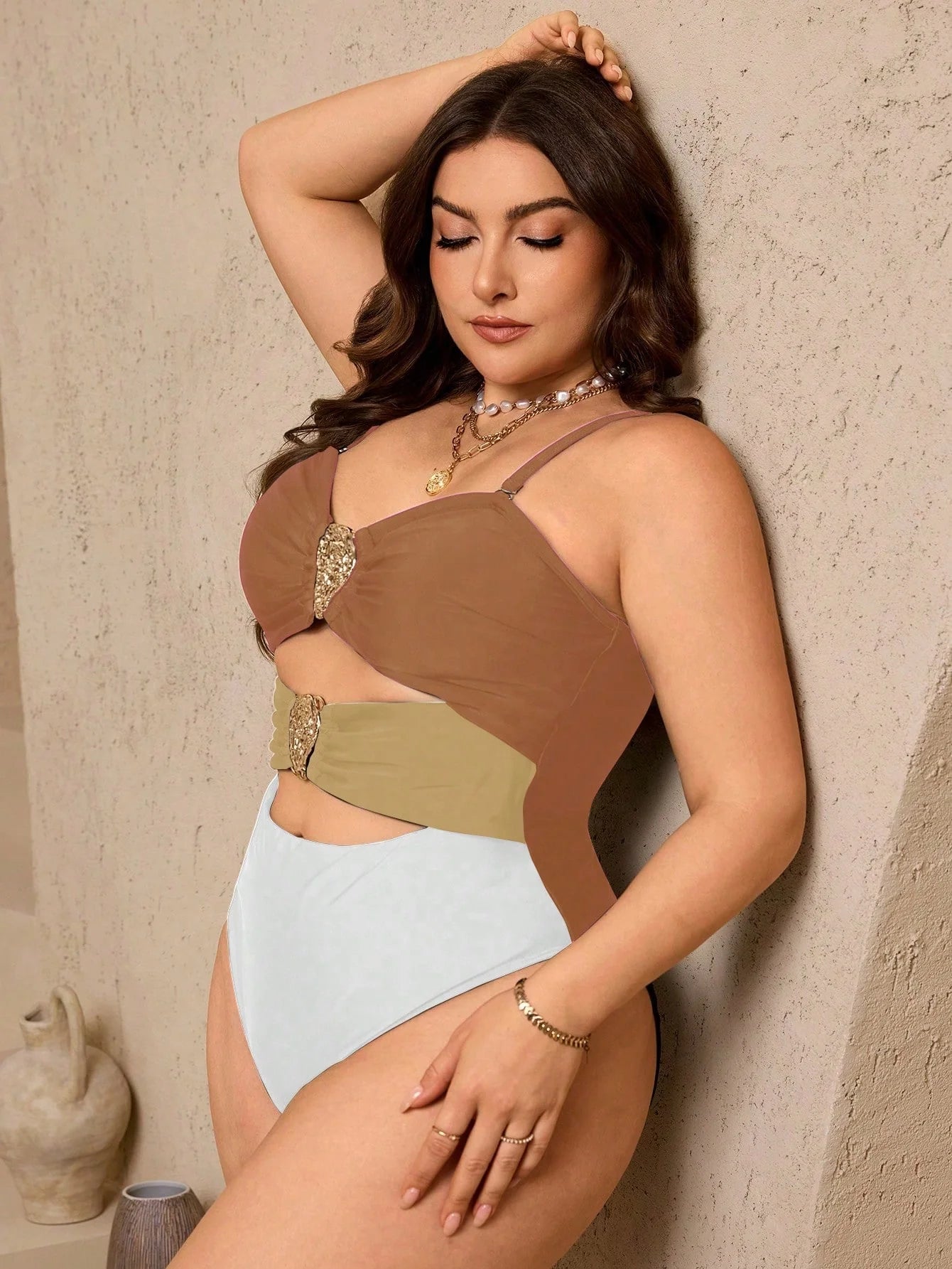 Swim Lushoire Maiô Reforçado Para Verão Feminino, Cor Única, Decote Nas Costas, Sensual