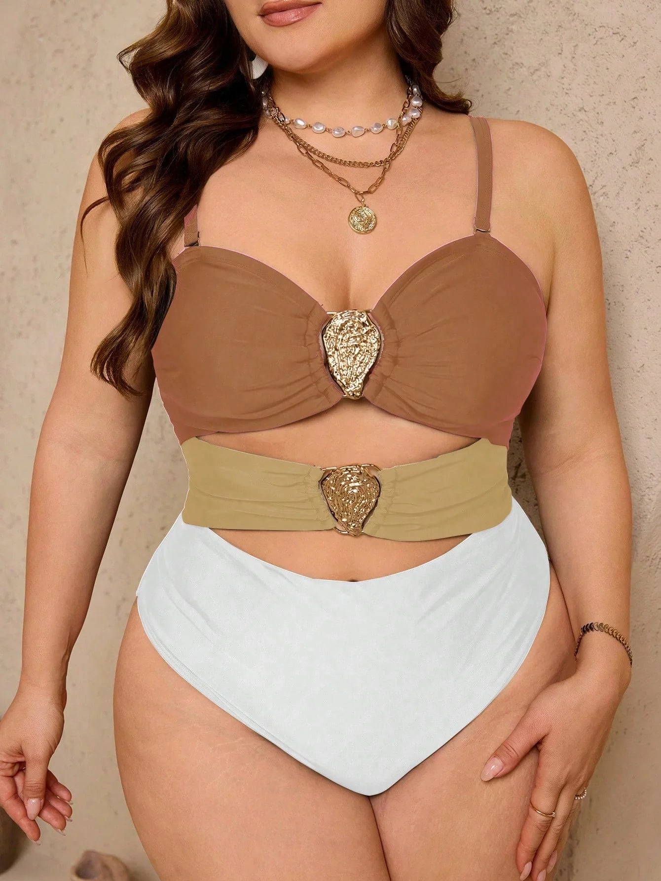 Swim Lushoire Maiô Reforçado Para Verão Feminino, Cor Única, Decote Nas Costas, Sensual