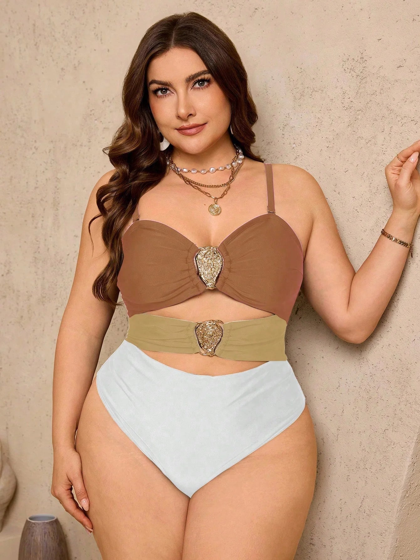 Swim Lushoire Maiô Reforçado Para Verão Feminino, Cor Única, Decote Nas Costas, Sensual