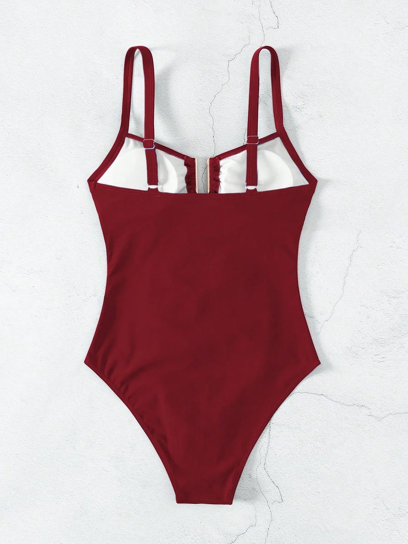SHEIN Swim Maiô Feminino de Cor Sólida Com Decote em U e Recorte, Verão