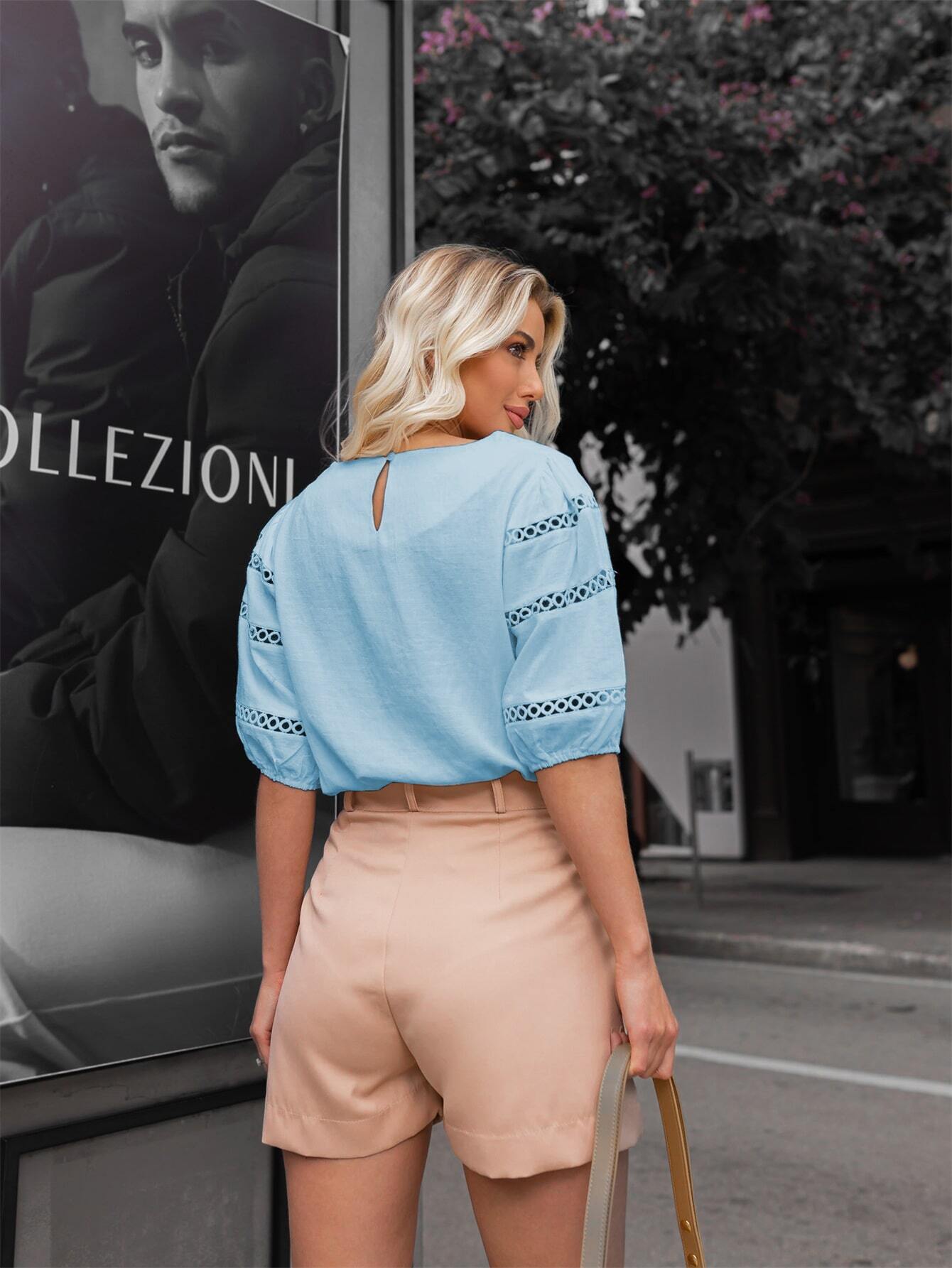 Blusa Manga Bufante Com Detalhe Guipir Rebeca