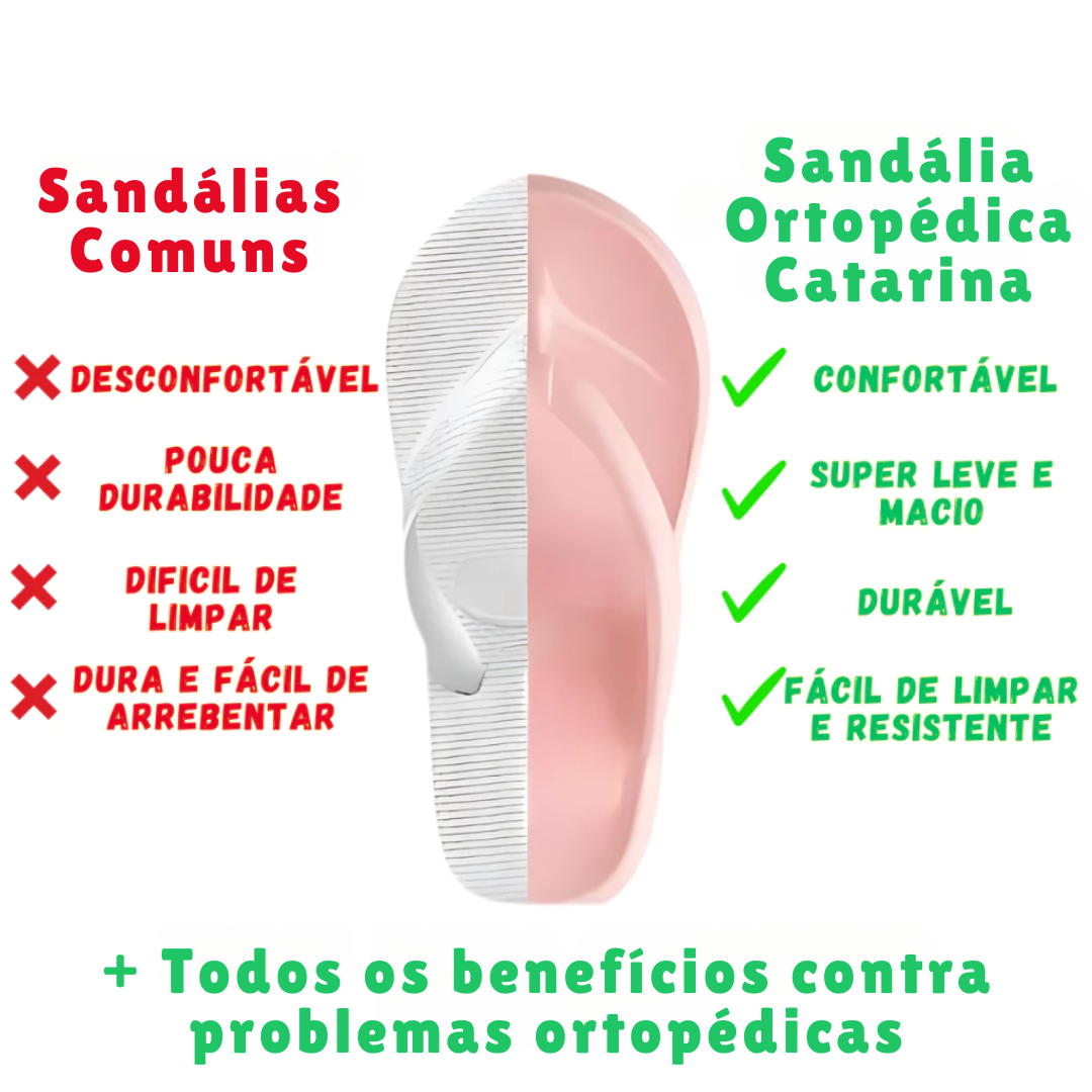 Sandália Ortopédica Catarina + Sandália Papete Brilhante Luxo 2 em 1 Grátis