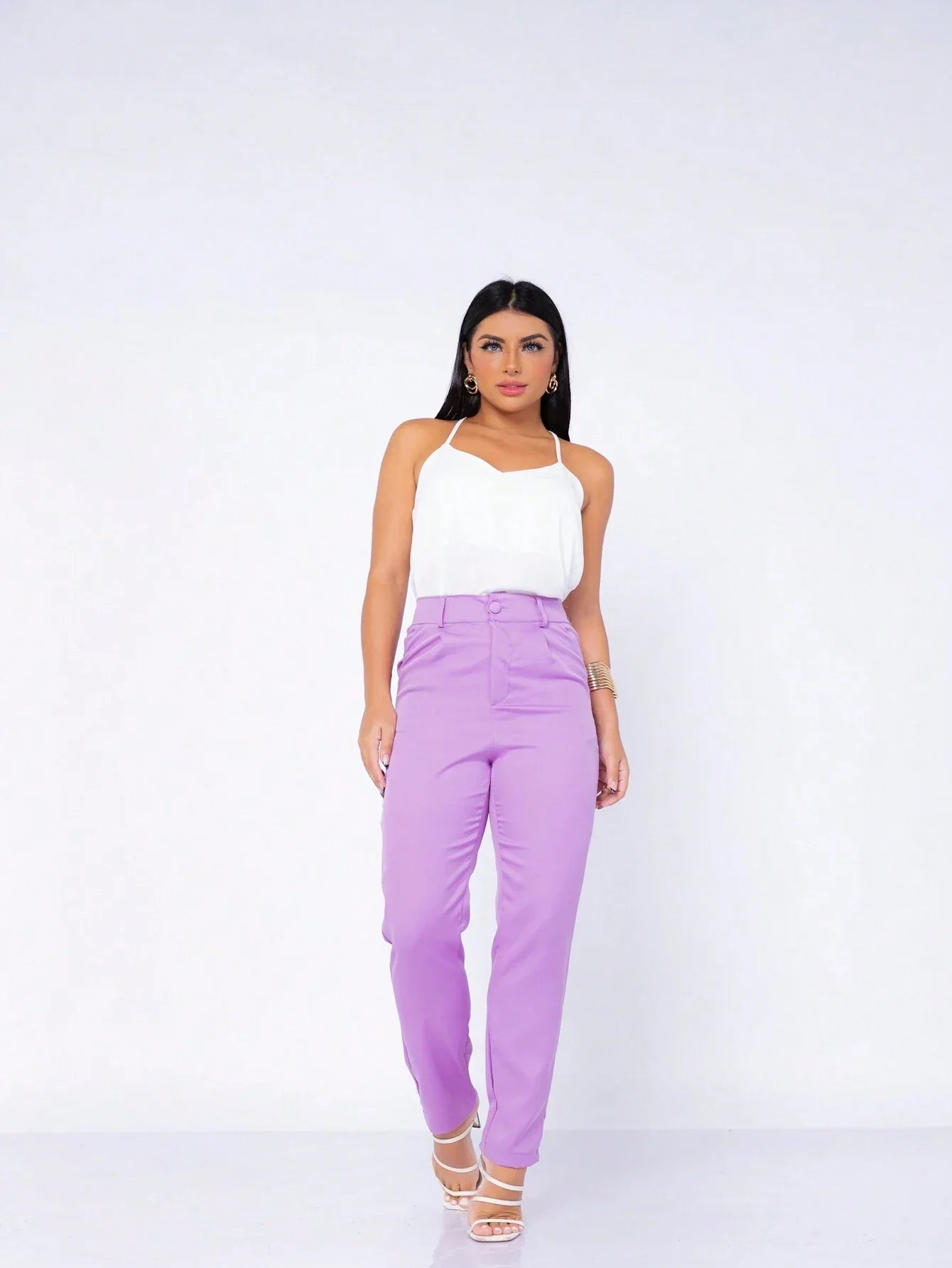 Calça Alfaiataria Com Prega Skinny Larissa Lavanda / P