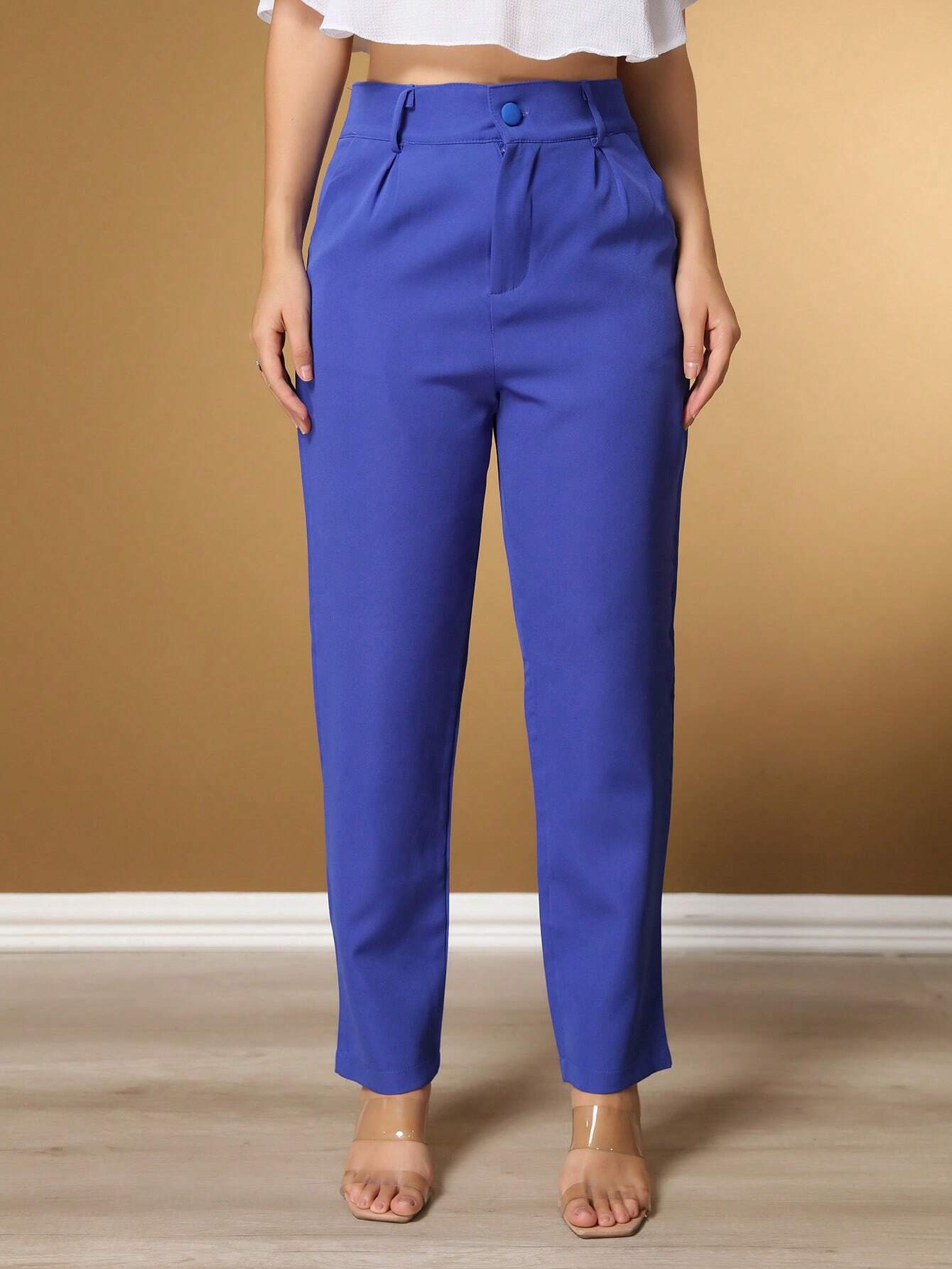 Calça Alfaiataria Com Prega Skinny Larissa Azul Royal / P