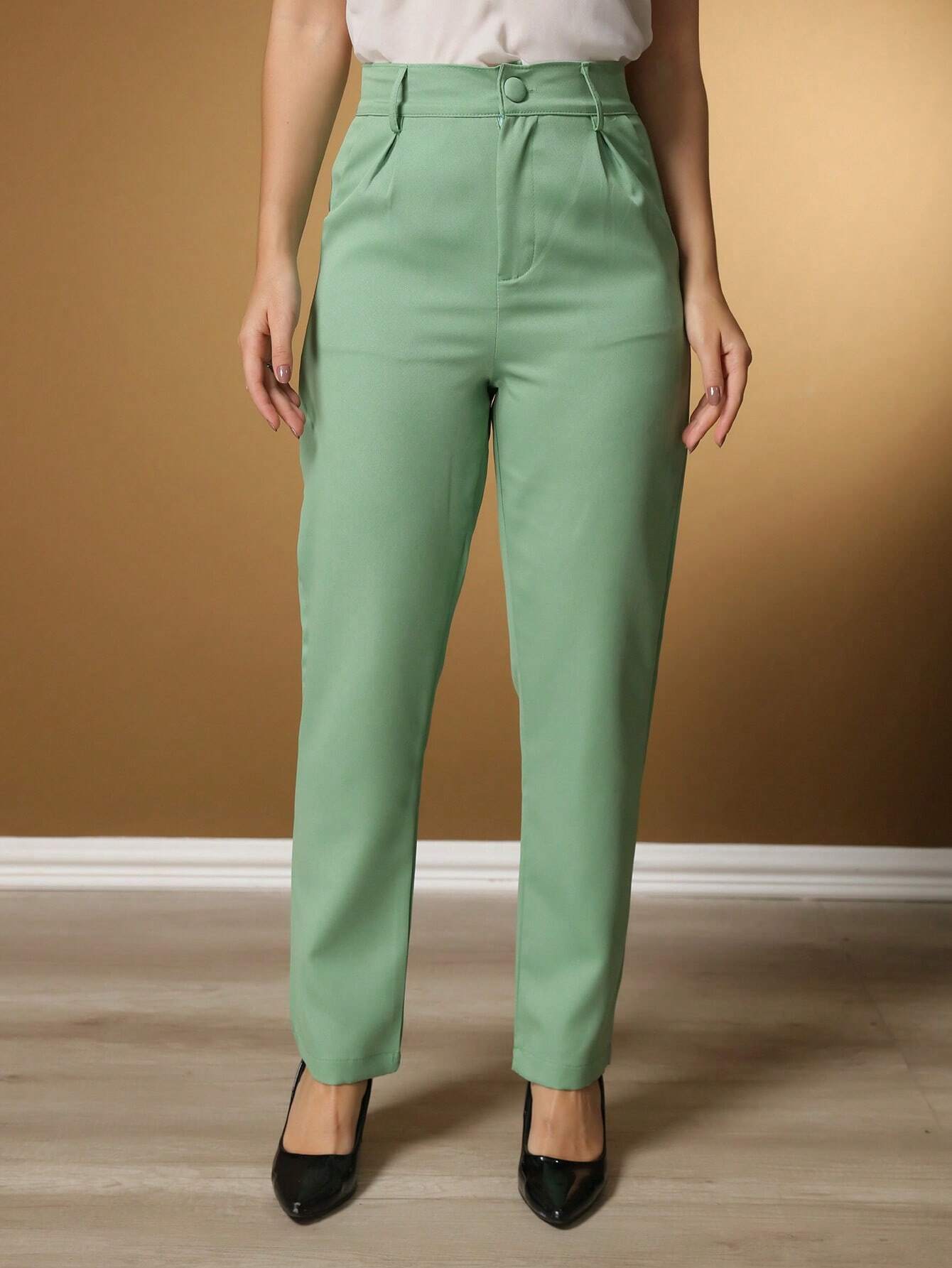 Calça Alfaiataria Com Prega Skinny Larissa Verde Menta / P