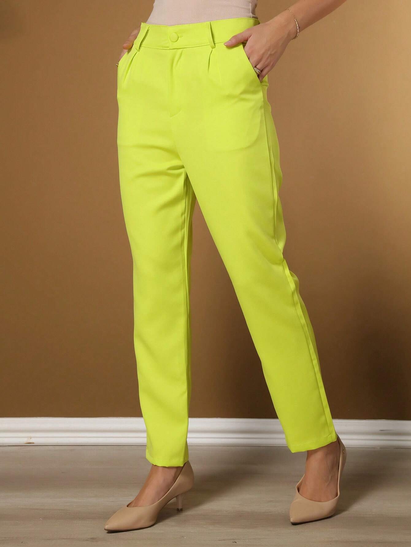 Calça Alfaiataria Com Prega Skinny Larissa Verde Limão / P