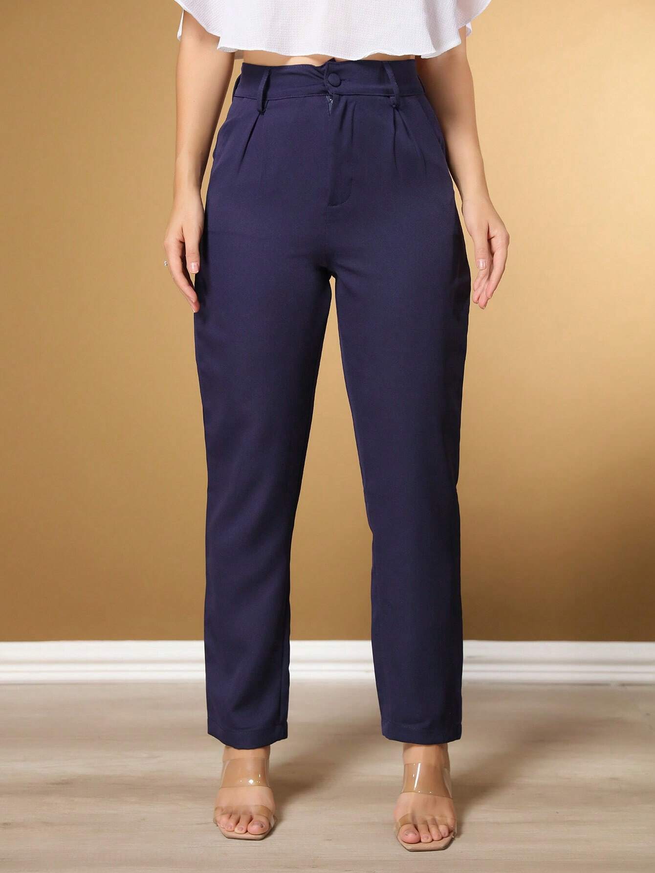 Calça Alfaiataria Com Prega Skinny Larissa Azul Marinho / P