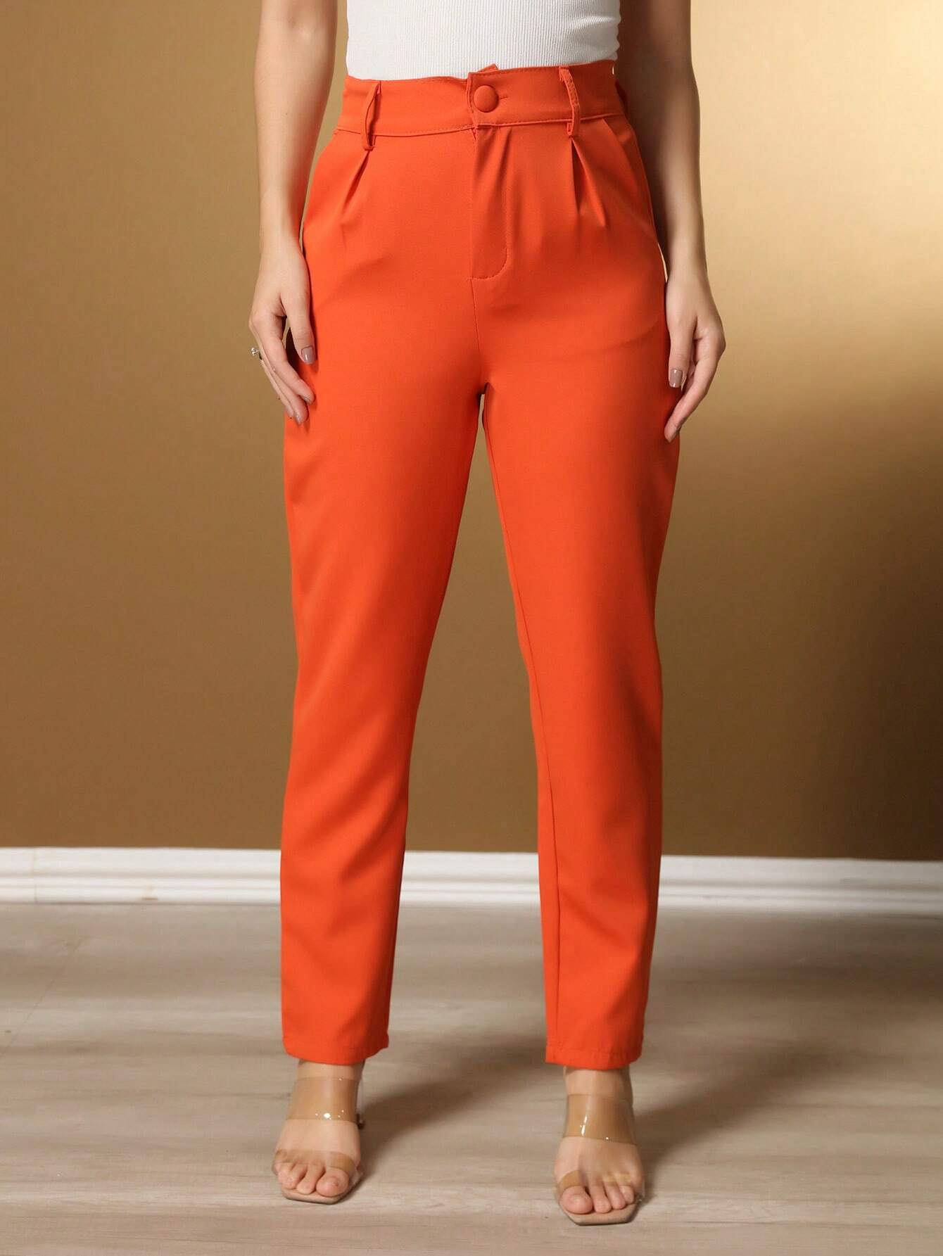 Calça Alfaiataria Com Prega Skinny Larissa Laranja / P