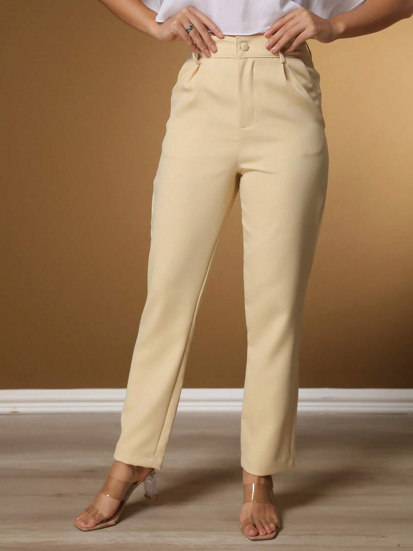 Calça Alfaiataria Com Prega Skinny Larissa Bege / P