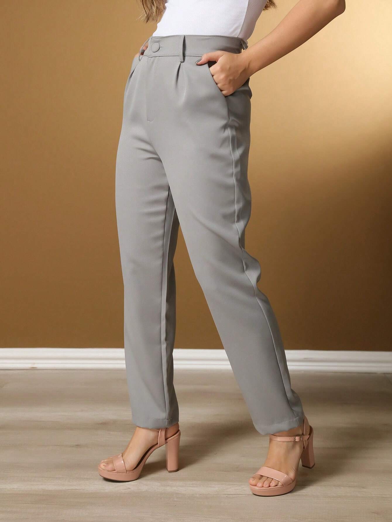 Calça Alfaiataria Com Prega Skinny Larissa Cinza / P