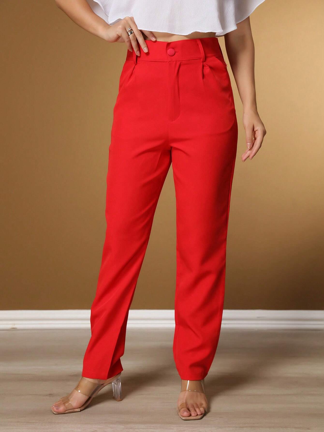 Calça Alfaiataria Com Prega Skinny Larissa Vermelho / P