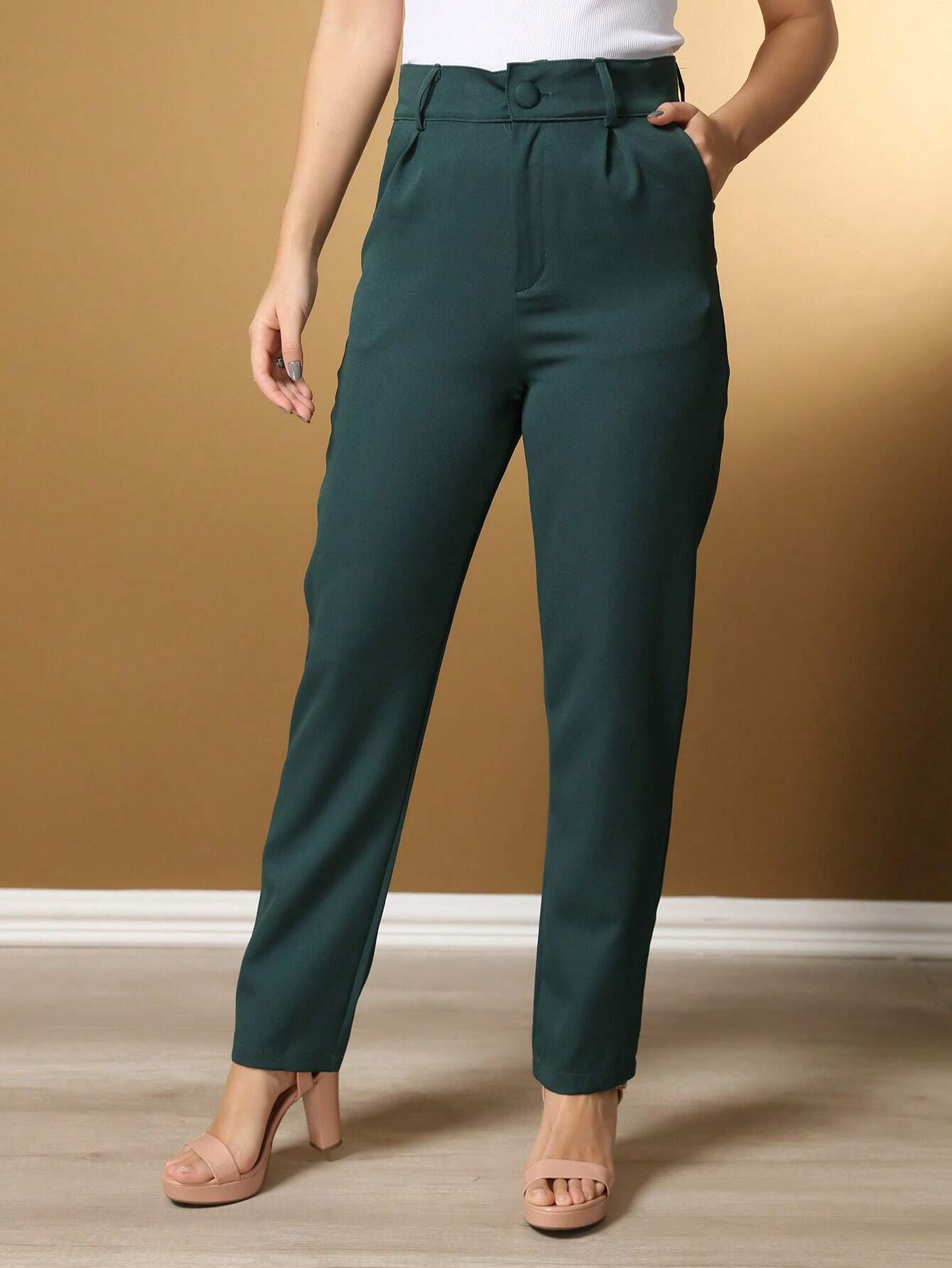 Calça Alfaiataria Com Prega Skinny Larissa Verde Escuro / P