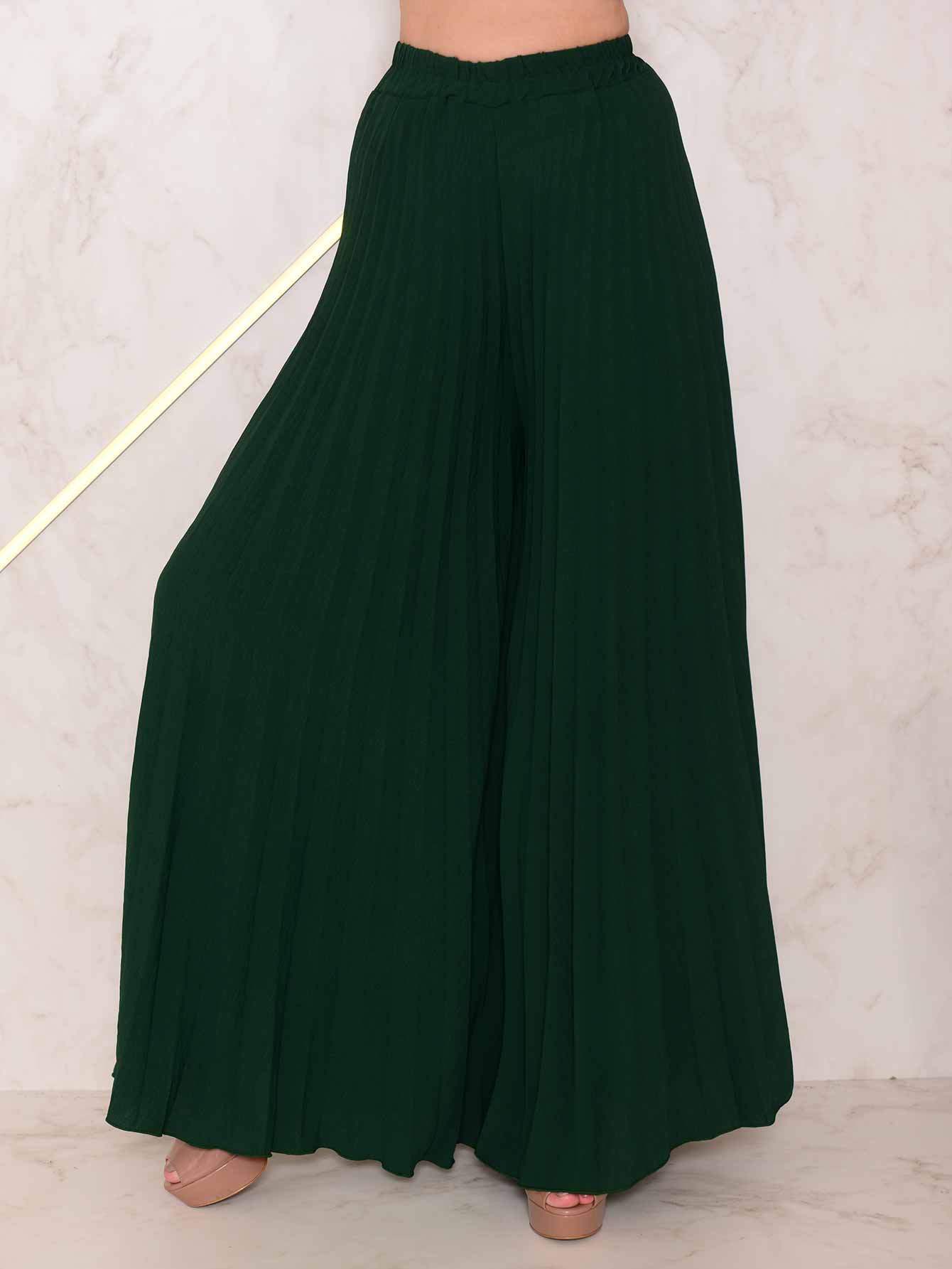 Conjunto Calça Pantalona Plissada E Cropped Top Maitê Conjuntos Femininos