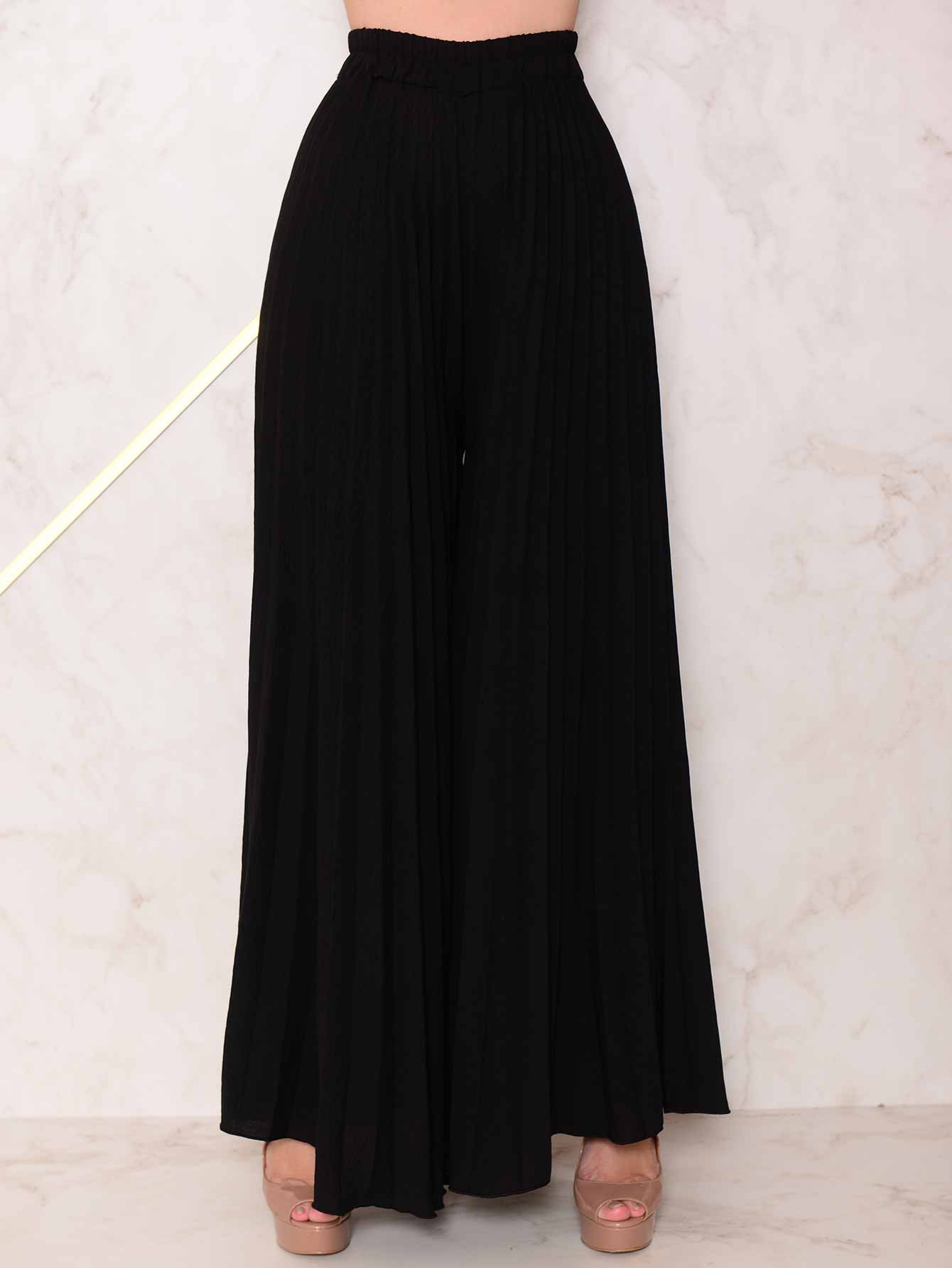 Conjunto Calça Pantalona Plissada E Cropped Top Maitê Conjuntos Femininos