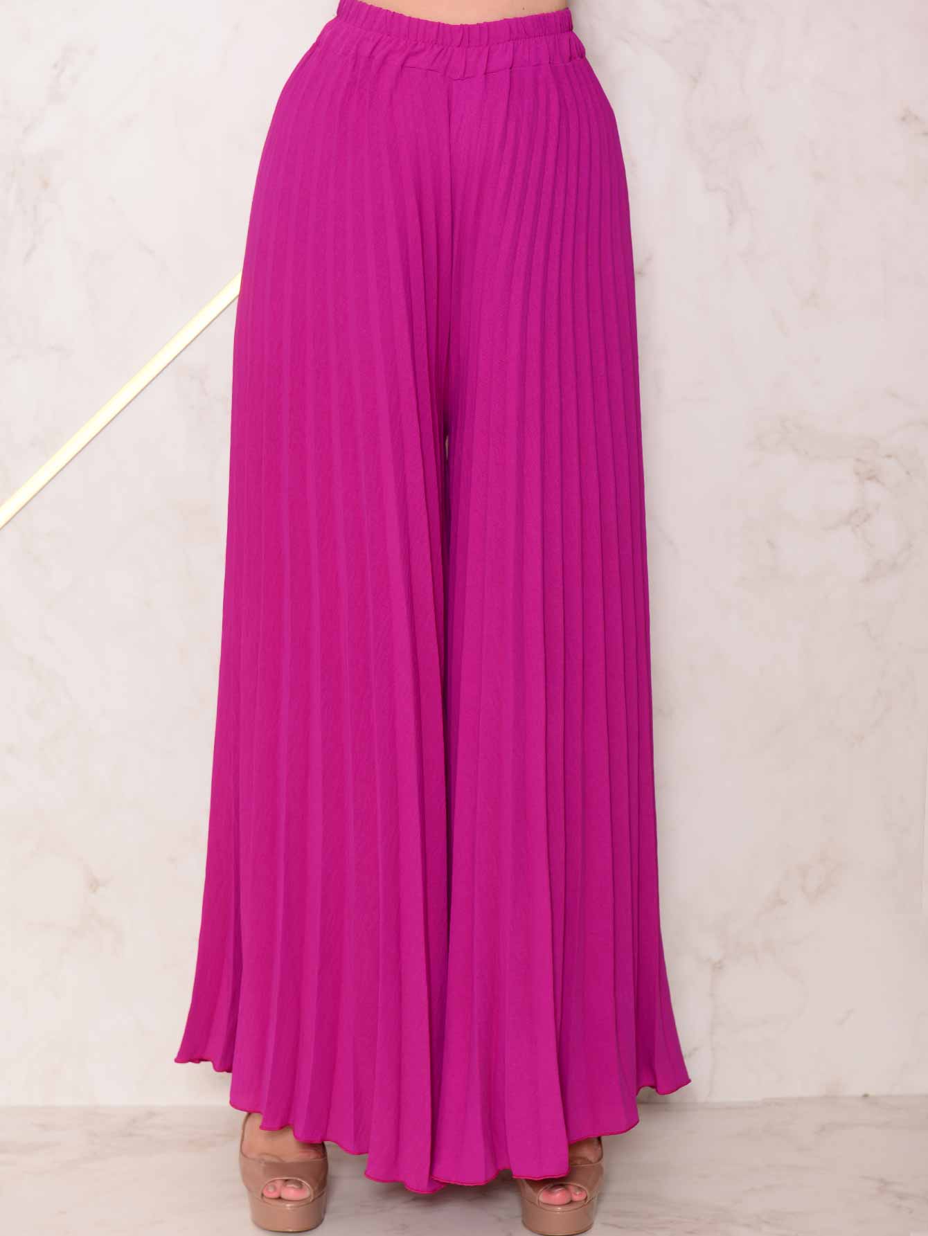 Conjunto Calça Pantalona Plissada E Cropped Top Maitê Conjuntos Femininos