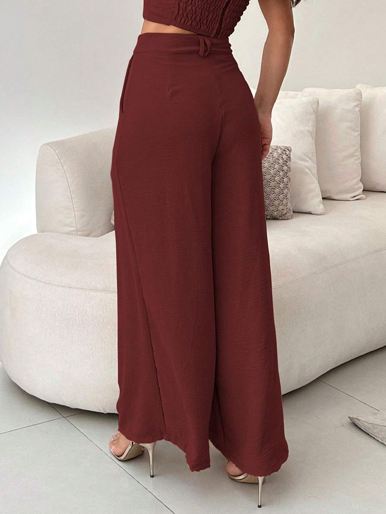 Conjunto Calça Pantalona E Cropped Tomara Que Caia Miriam