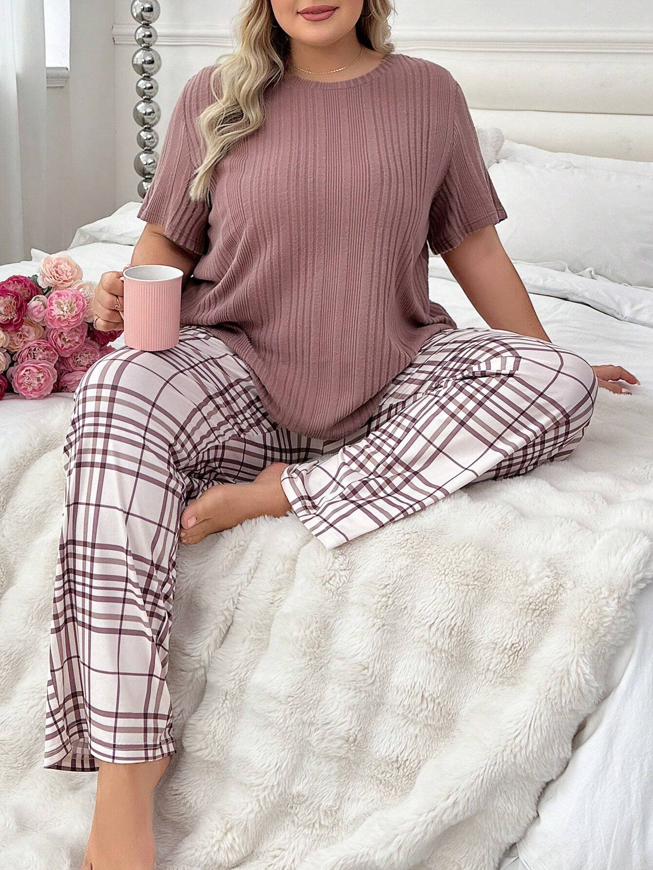 Pijama Longo Plus Size Xadrez Giulia
