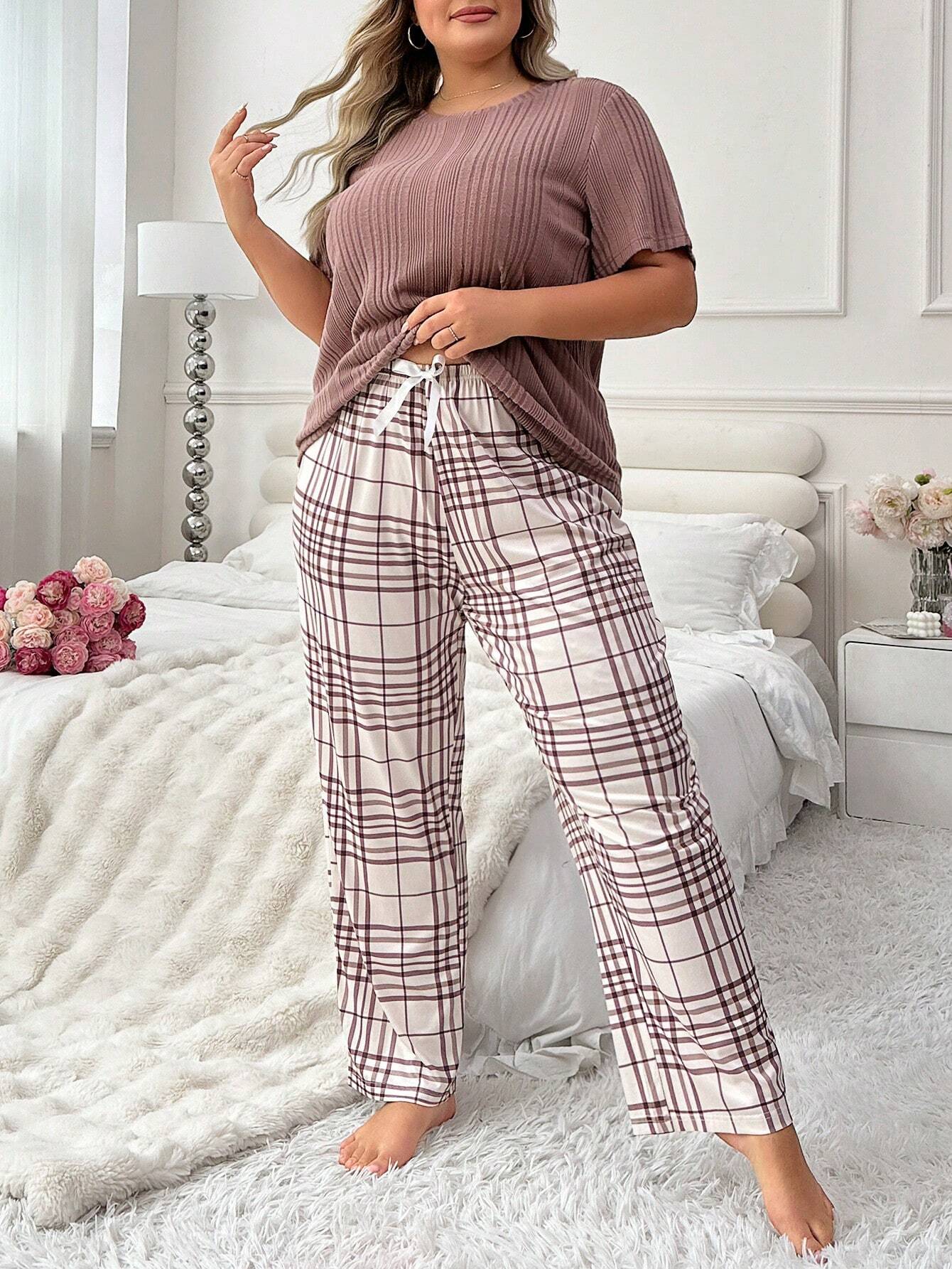 Pijama Longo Plus Size Xadrez Giulia