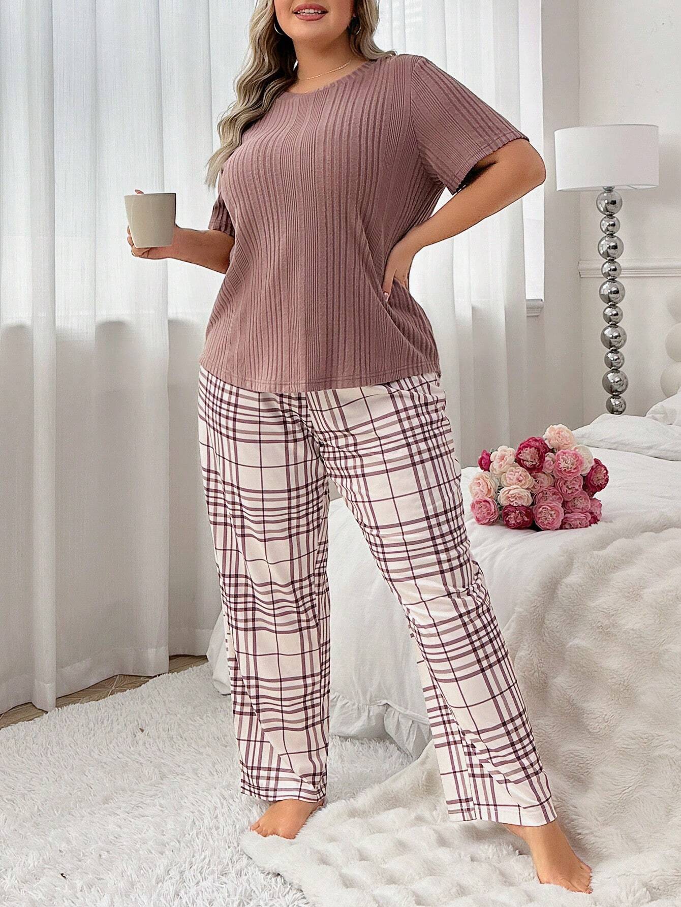 Pijama Longo Plus Size Xadrez Giulia