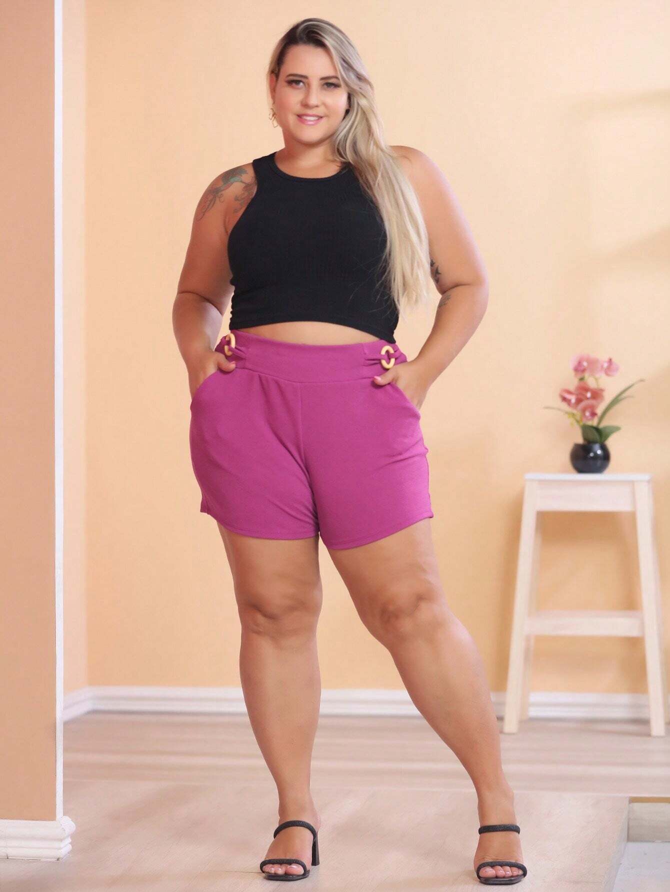 Short Crepe Com Bolso Plus Size Jaqueline