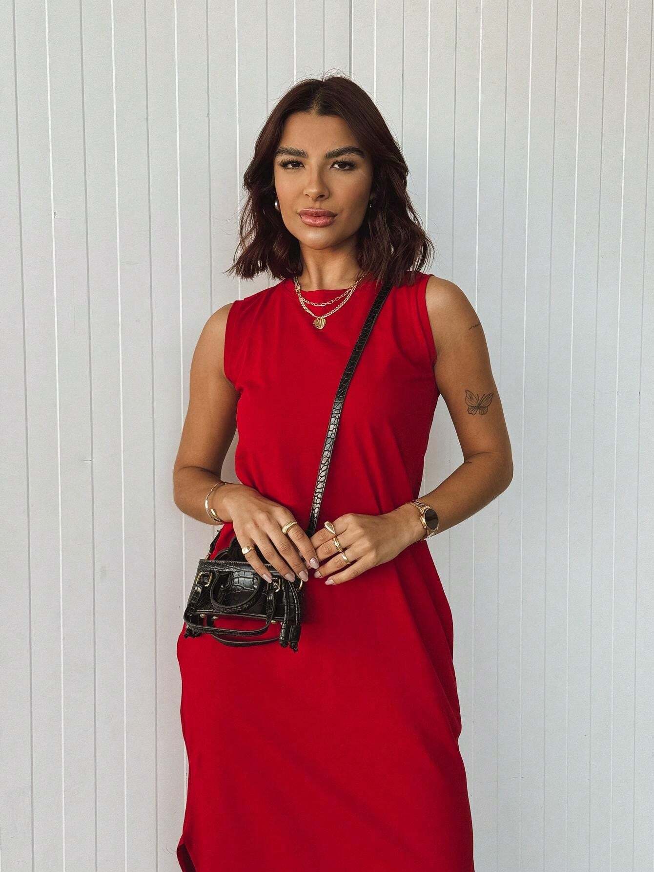 Vestido Cavado Com Fenda Valentina