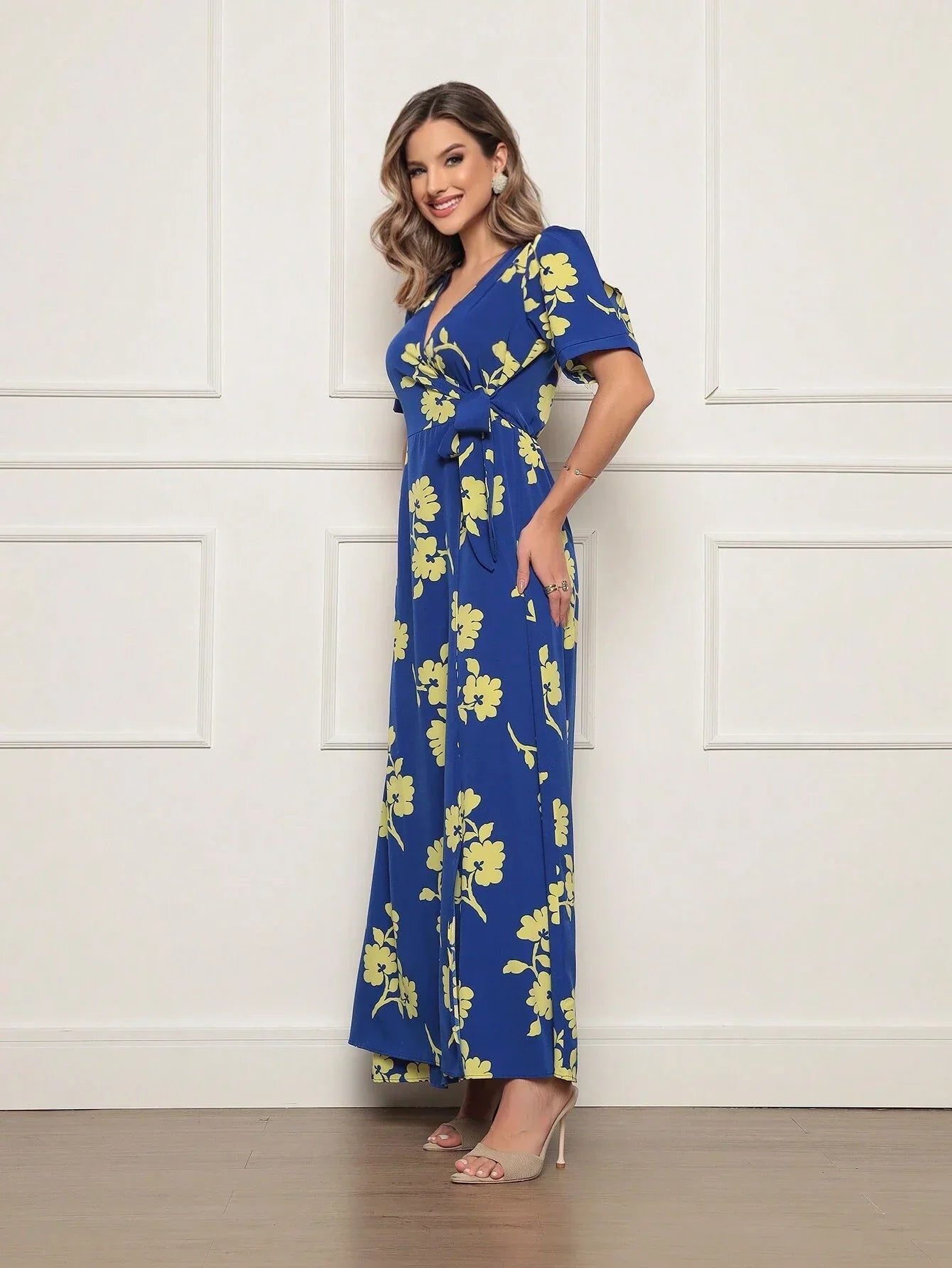 Vestido Longo Estampado Com Detalhe Transpassado Vanessa